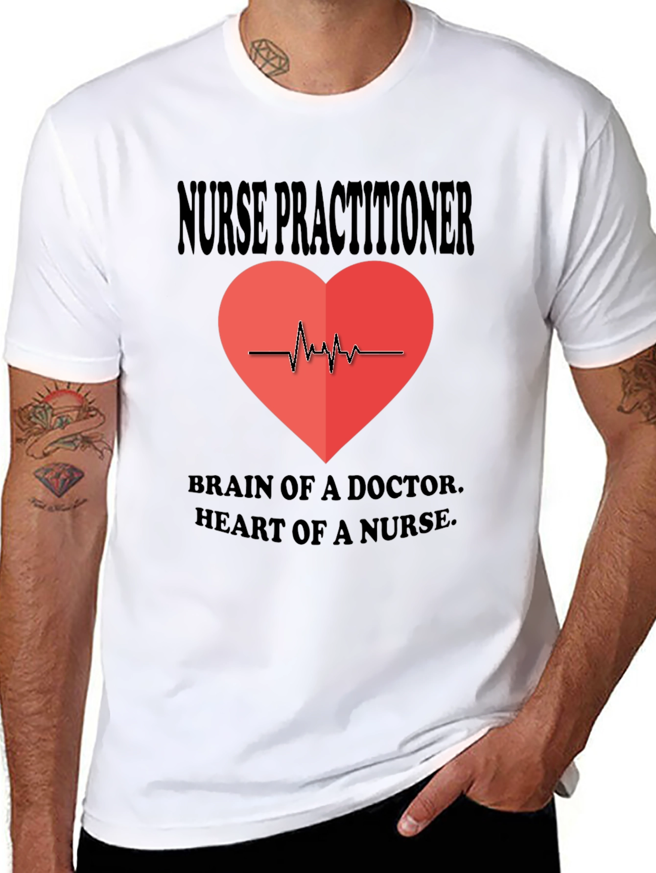 Black Nurse Practitioner Heartbeat T-Shirt view 8