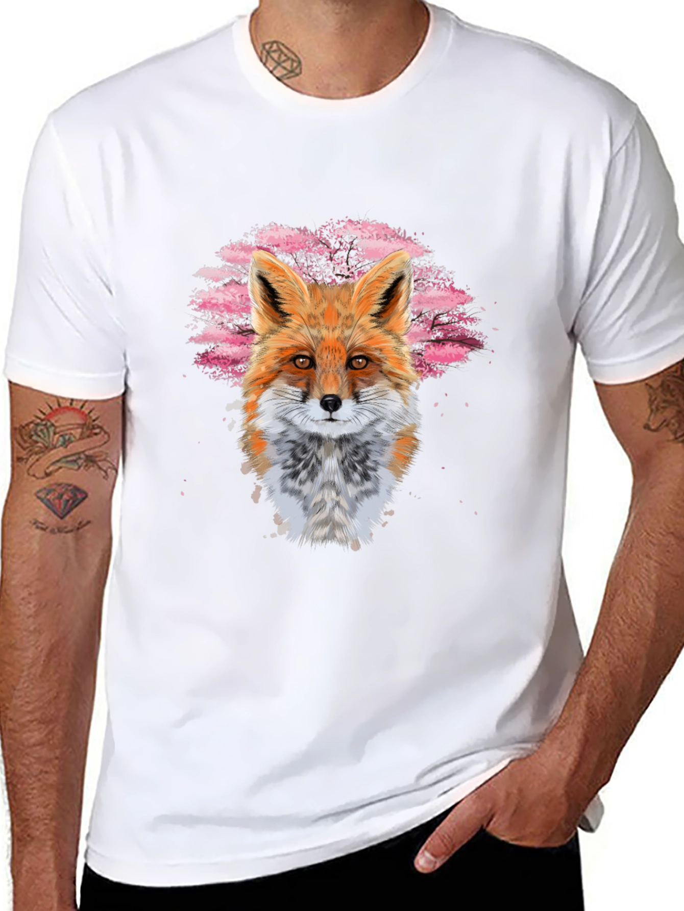 Black Fox Art Black T-Shirt view 8