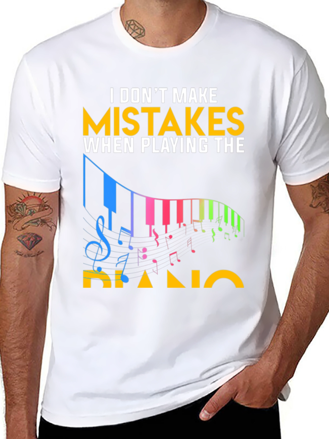 Black Funny Piano Player T-Shirt: No Mistakes! view 8