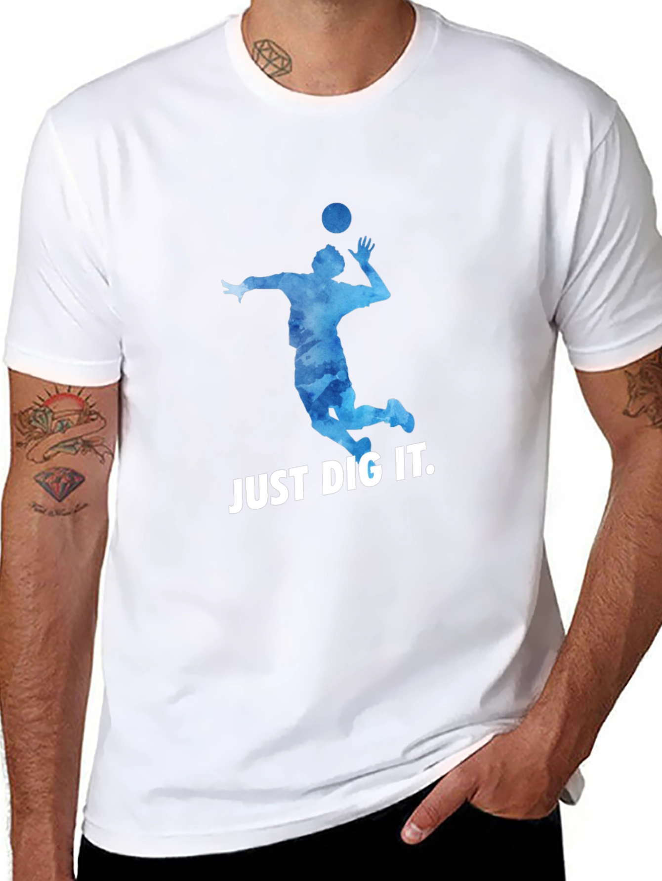Black Volleyball Graphic Tee - "Just Dig It" T-Shirt view 8