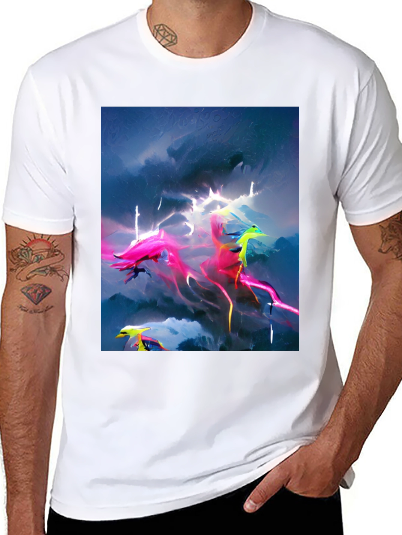Black Electric Sky Graphic Tee - Vibrant Style view 8