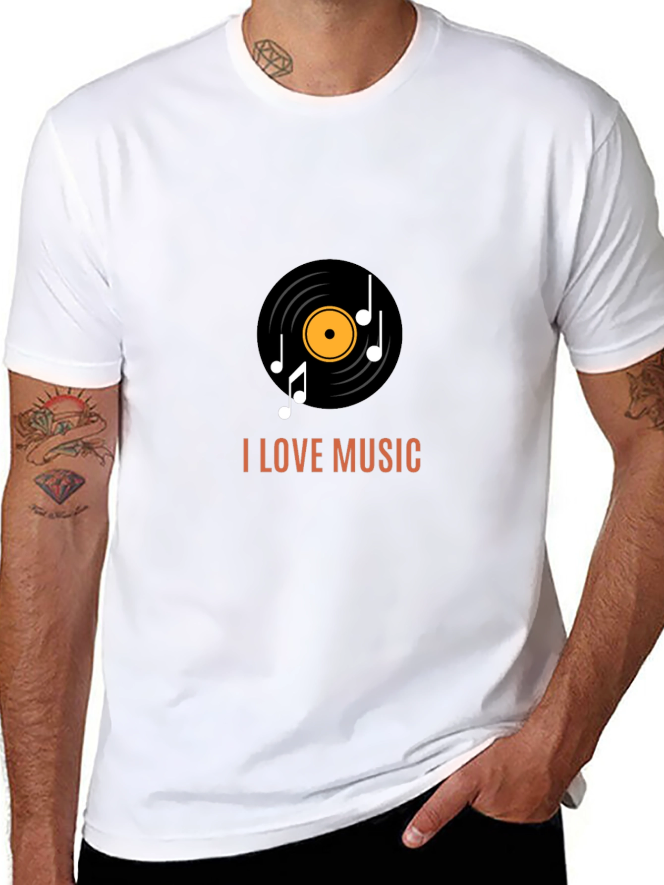 I Love Music Black Graphic Tee - 8
