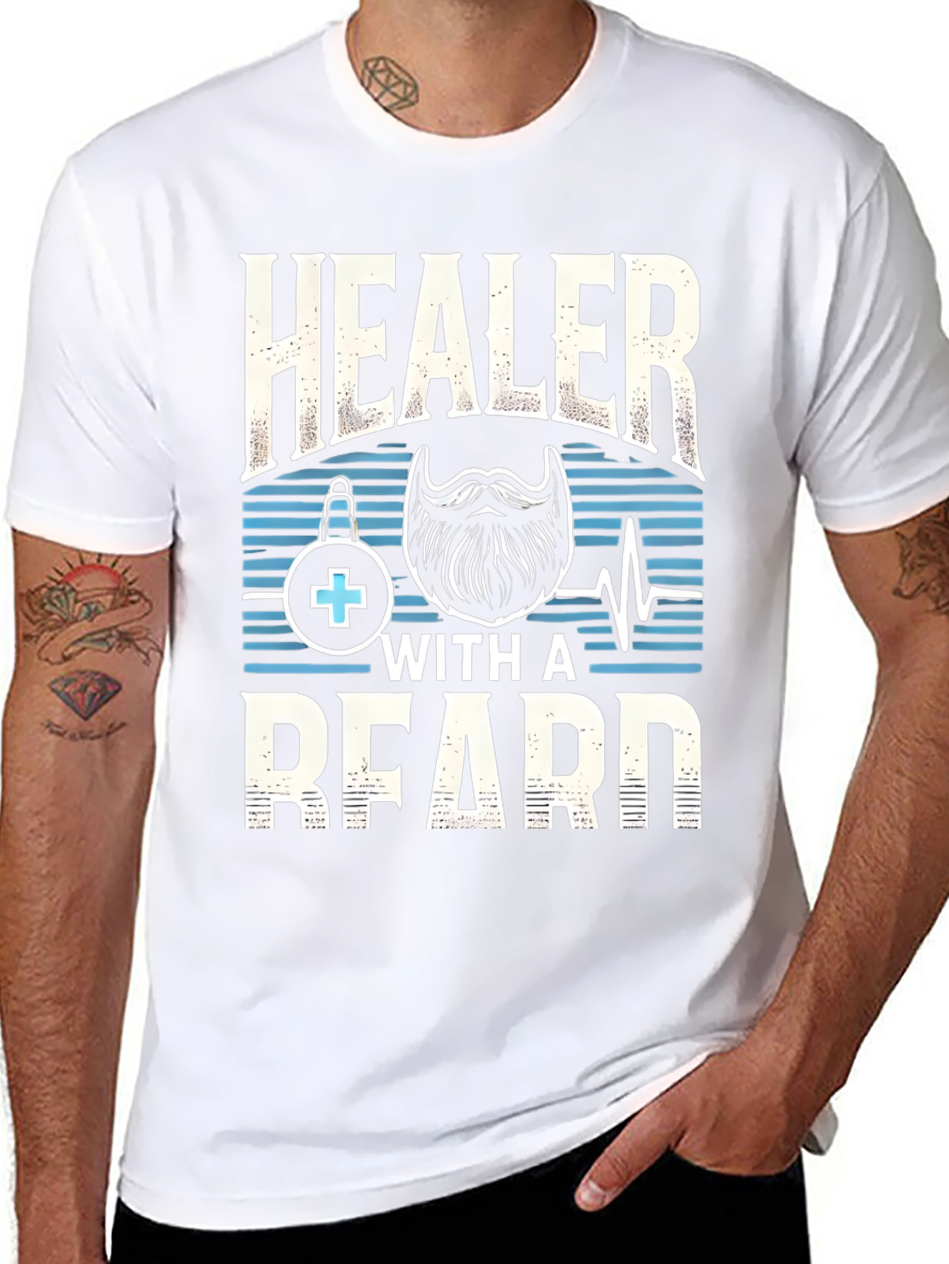 Black Healer With a Beard Graphic Tee view 8