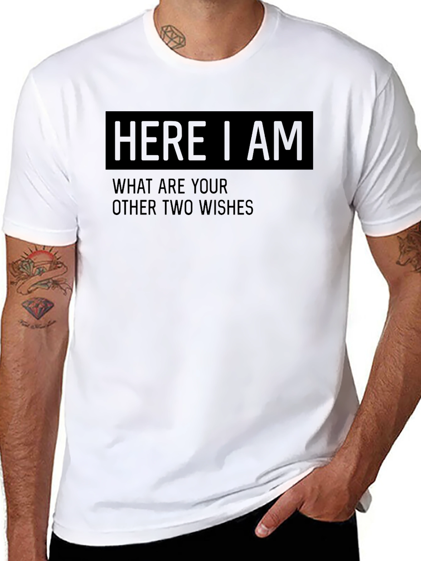 Black Here I Am Funny Wish T-Shirt view 8