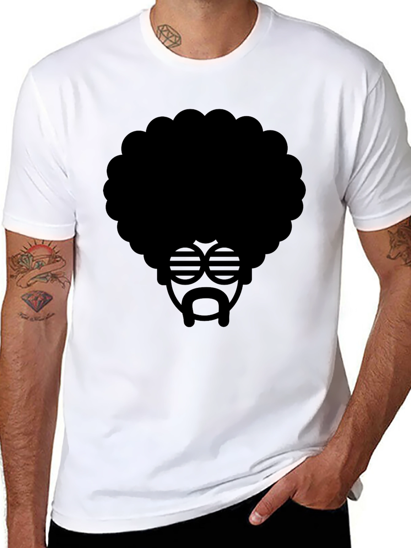 Black Retro Afro T-Shirt - Cool Graphic Tee view 8