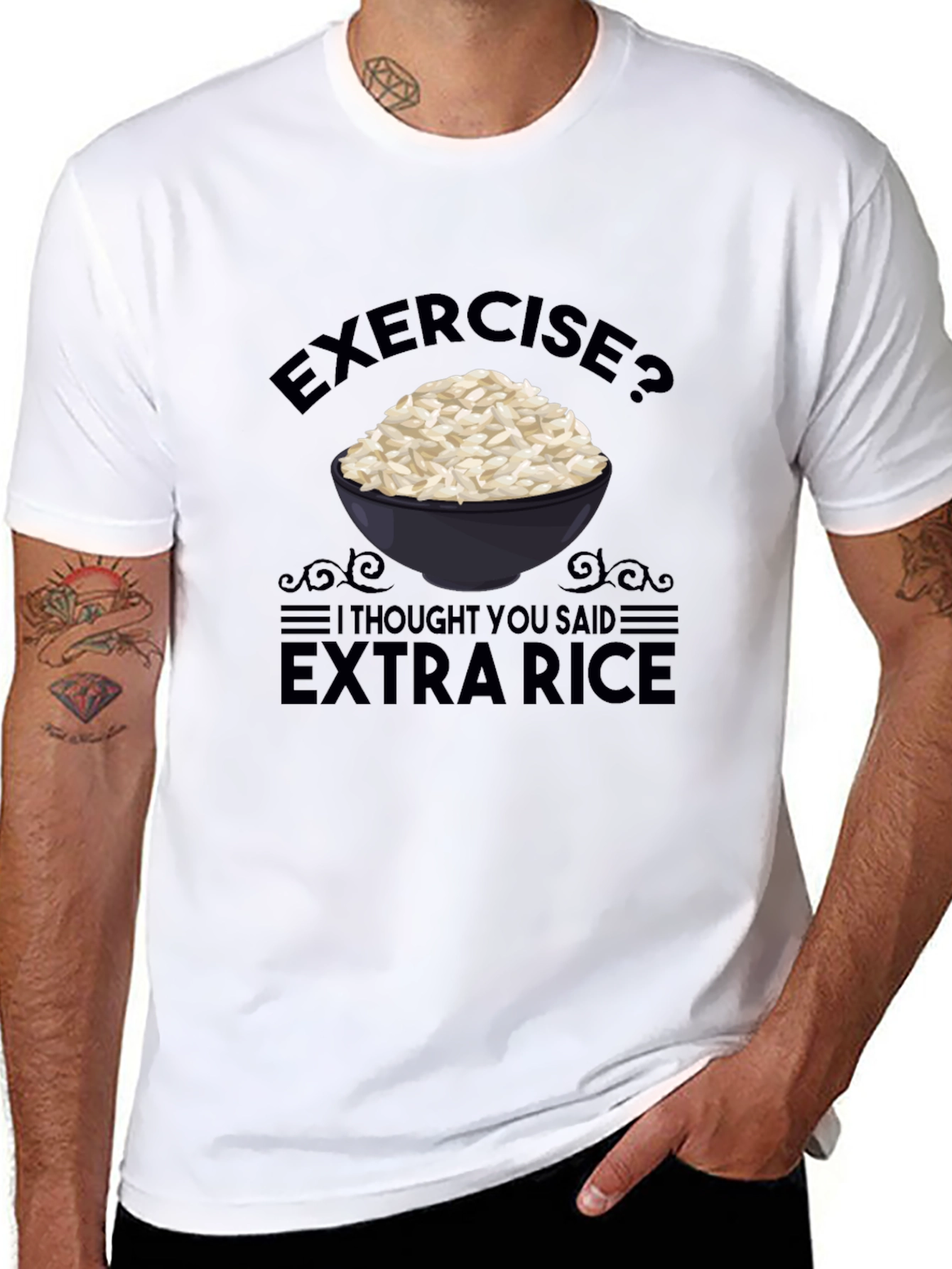 Black Exercise? Extra Rice Funny T-Shirt view 8