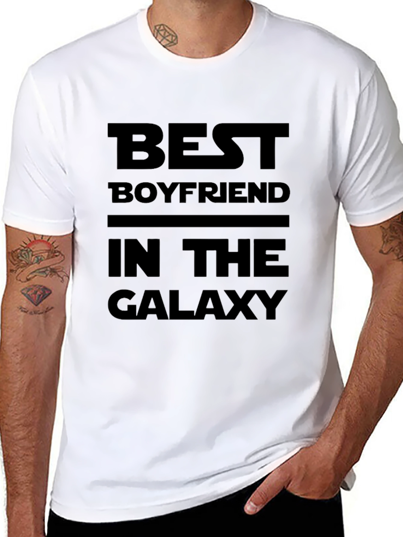 Black Best Boyfriend in the Galaxy Black T-Shirt view 8