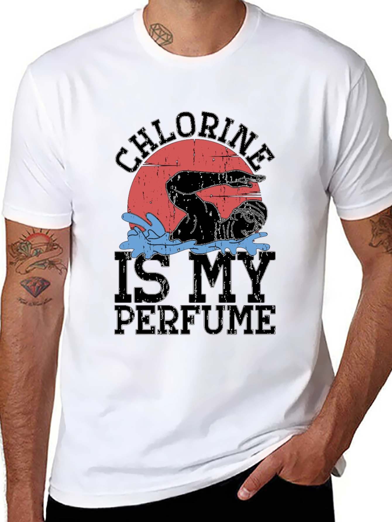 Black Chlorine is My Perfume Swimmer Graphic Tee view 8