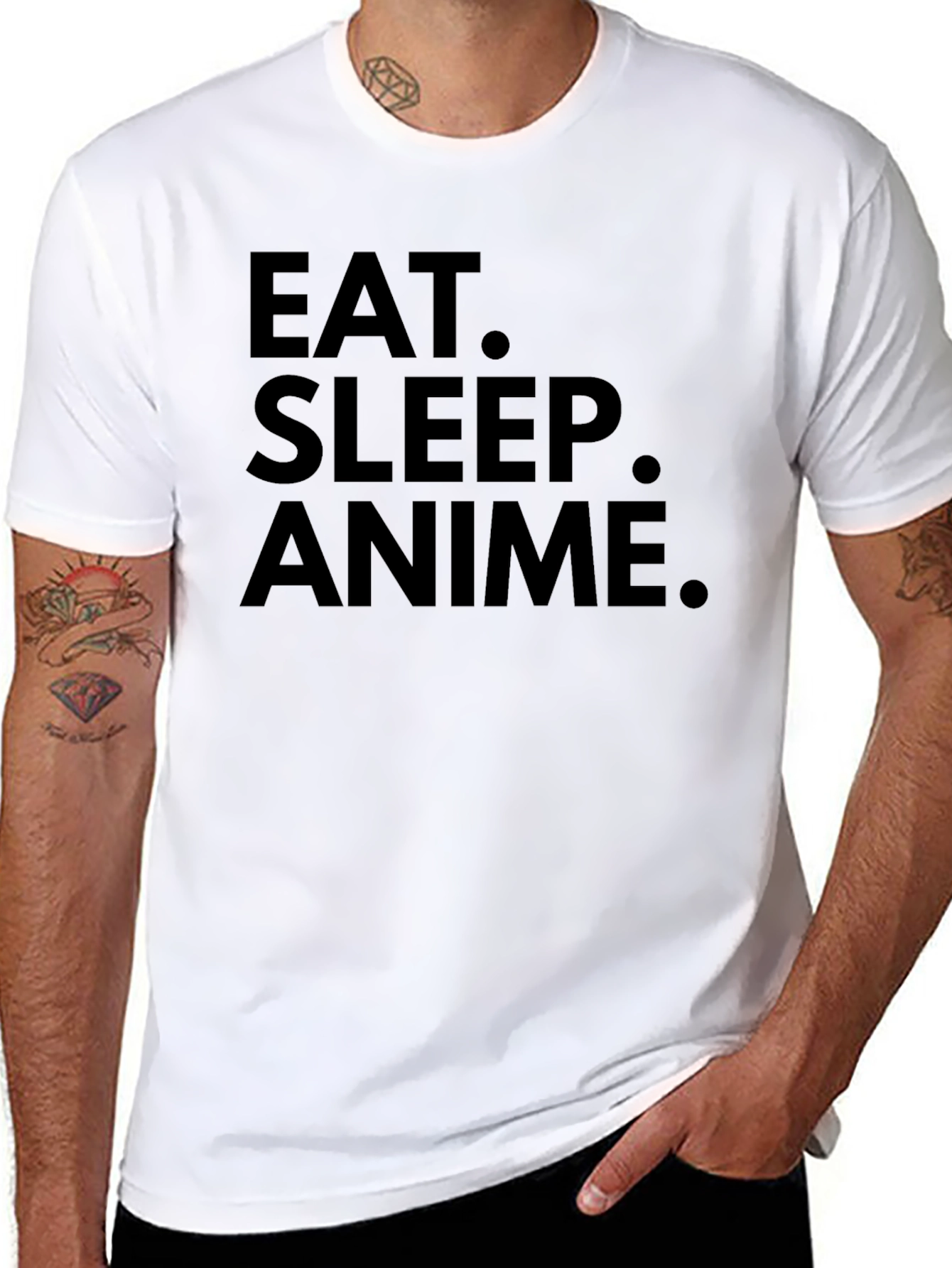 Black Eat Sleep Anime Black Graphic Tee Shirt view 8