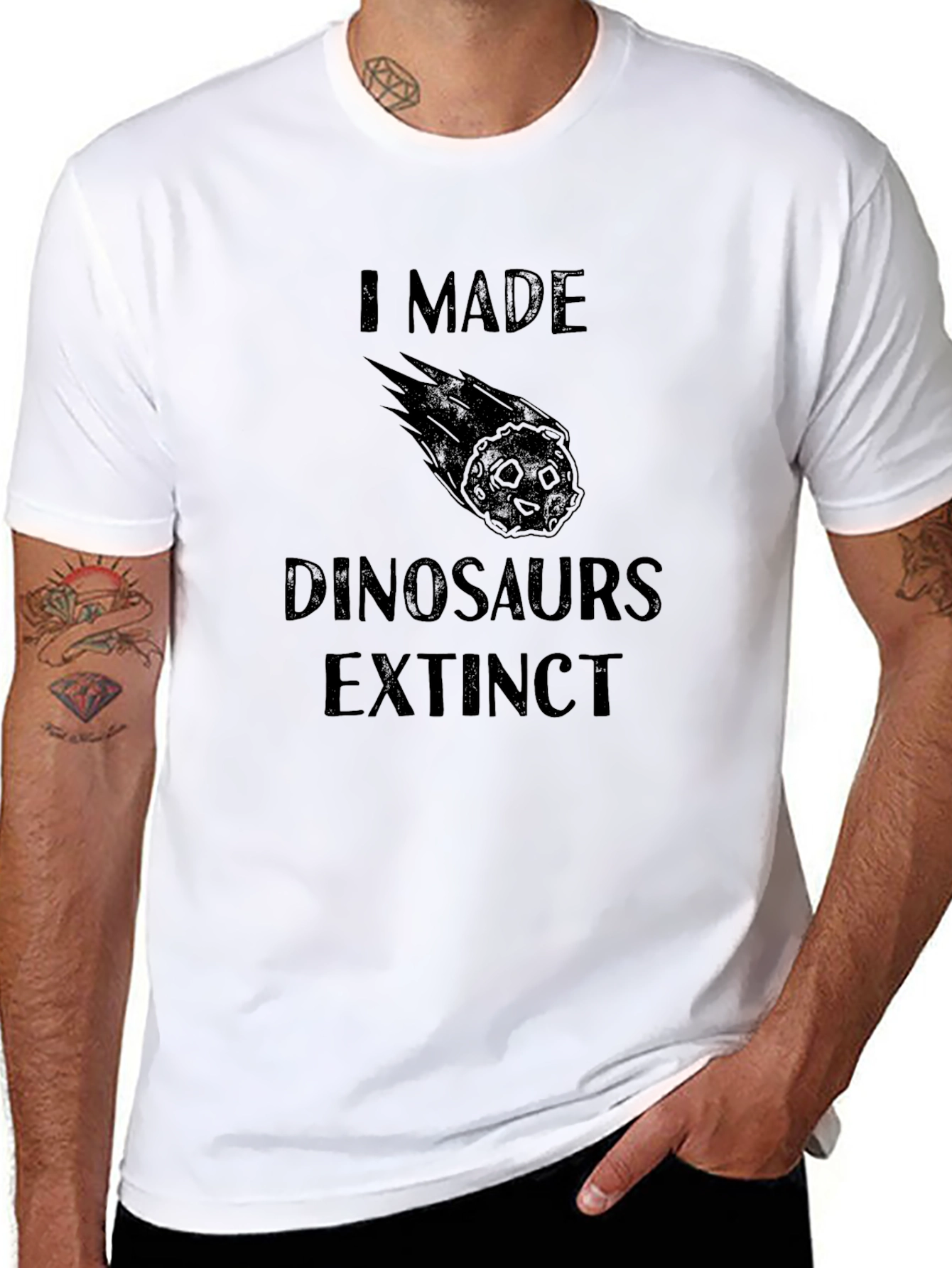 Black I Made Dinosaurs Extinct Novelty T-Shirt view 8