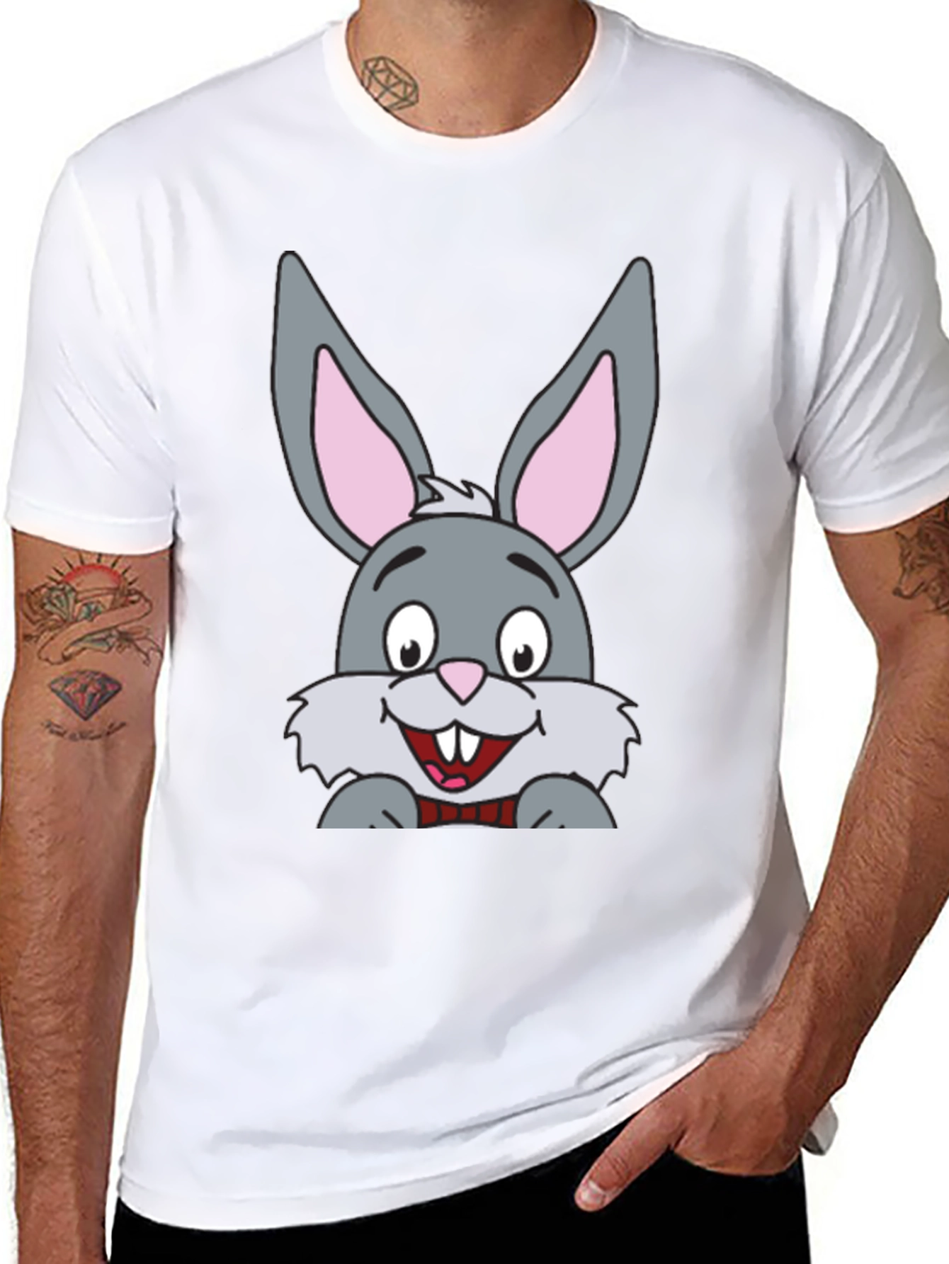 Black Cartoon Bunny Rabbit Graphic T-Shirt view 8