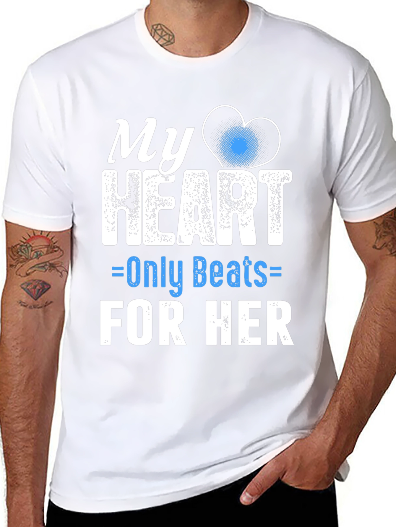 Black My Heart Only Beats For Her - Graphic Tee view 8
