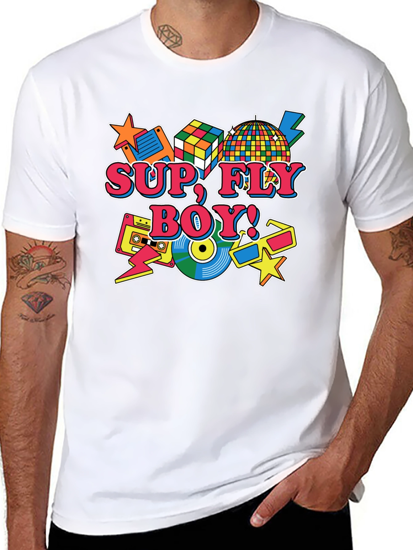 Black Retro "Sup Fly Boy!" Graphic T-Shirt view 8