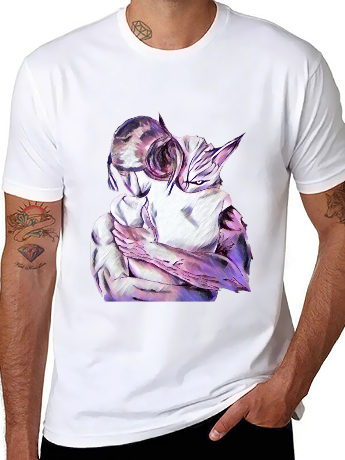 Black Abstract Hug Graphic Black T-Shirt view 8