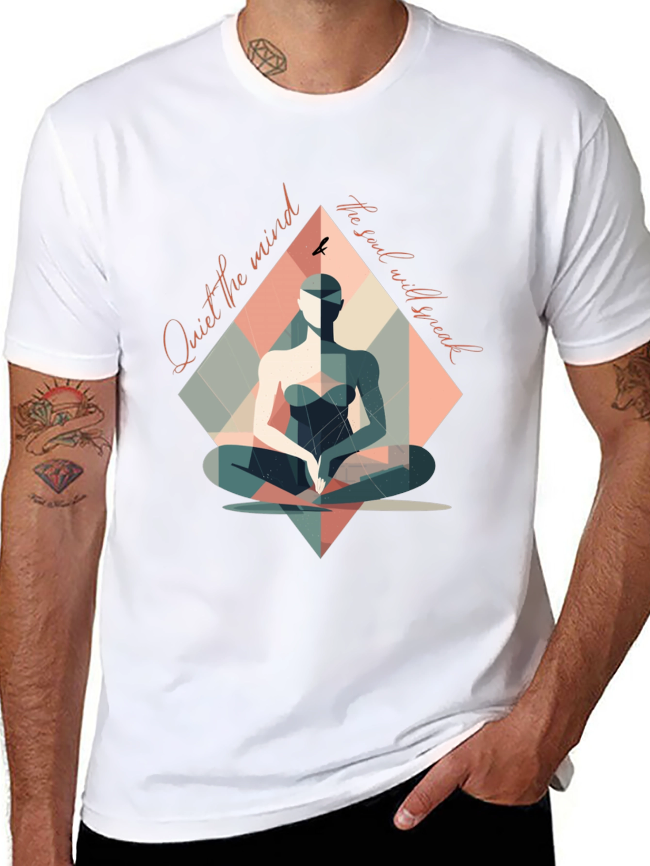 Black Mindful Meditation T-Shirt - Quiet the Mind, Speak the Soul view 8