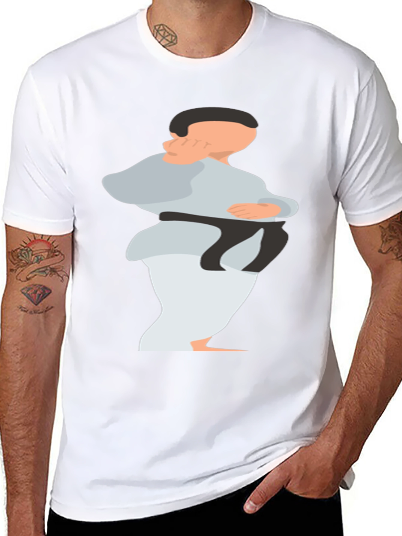 Black Karate Graphic T-Shirt - Black Cotton Blend view 8