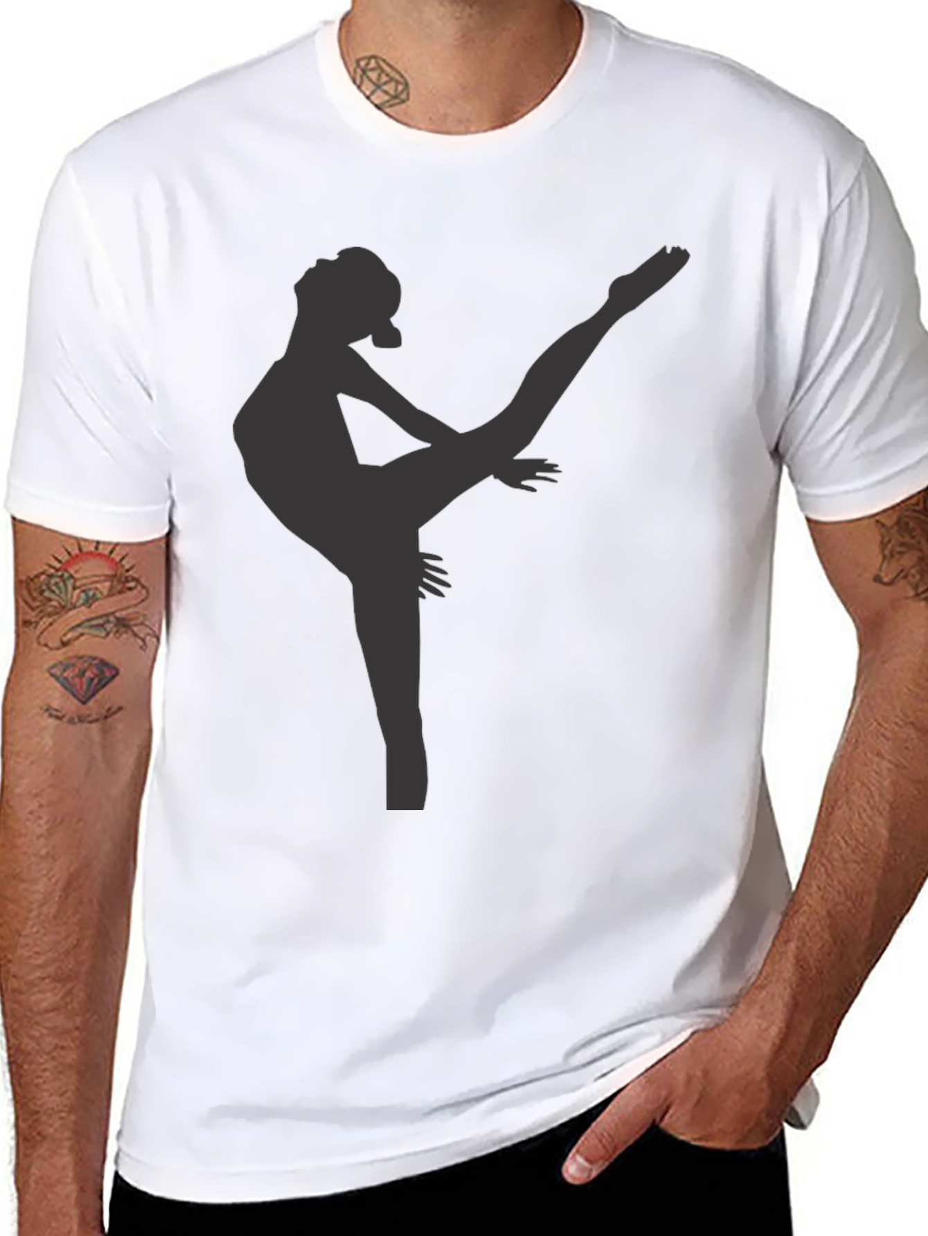 Black Dancer Silhouette Black T-Shirt view 8