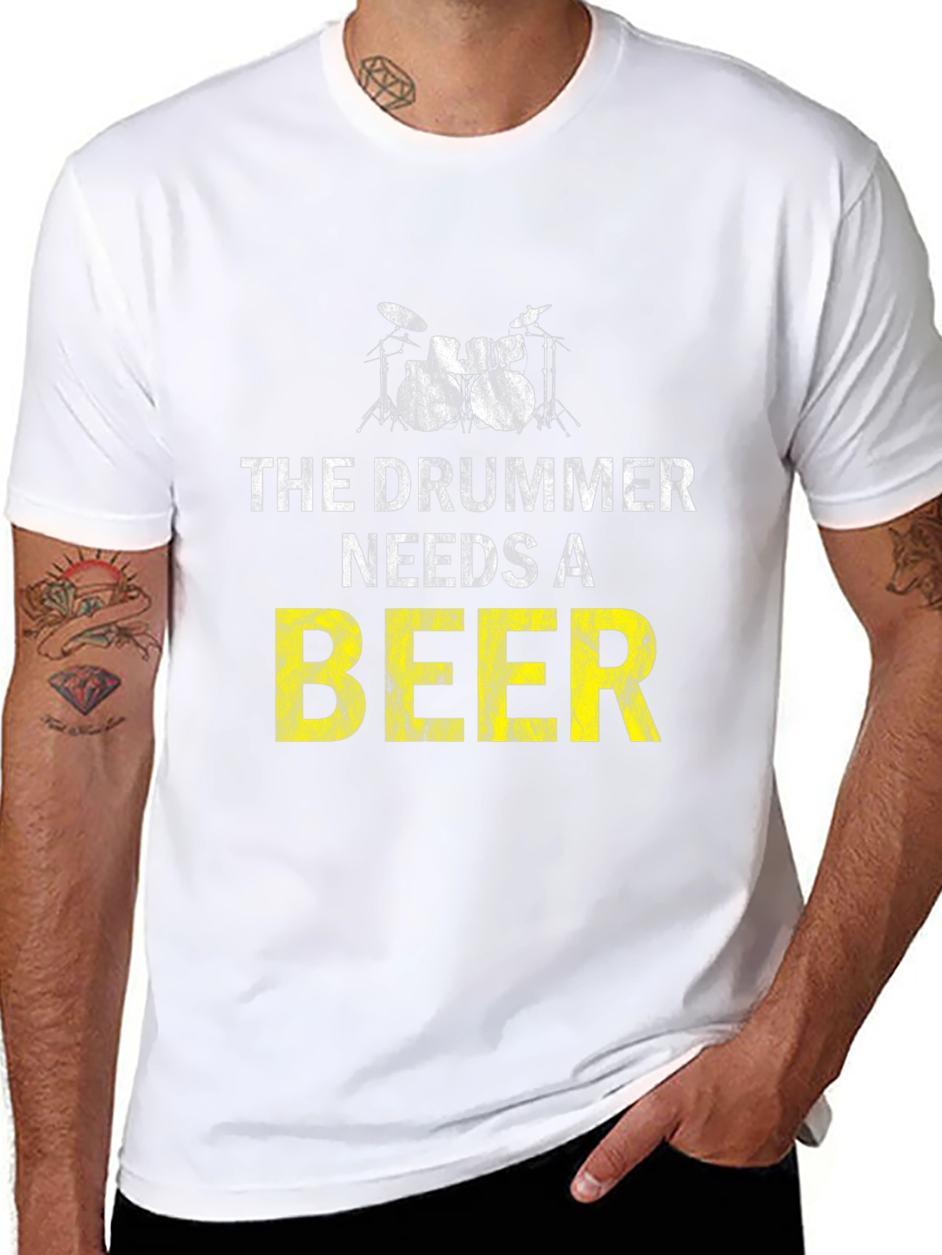 Black Drummer Needs Beer T-Shirt - Music Lover Tee view 8