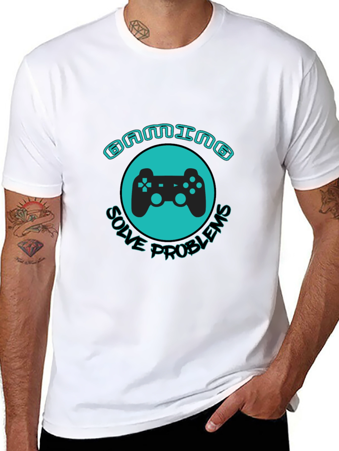 Black Gaming Solves Problems T-Shirt view 8