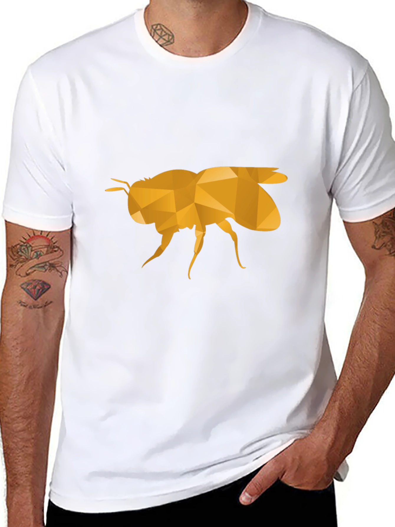 Black Geometric Bee Graphic Black T-Shirt view 8