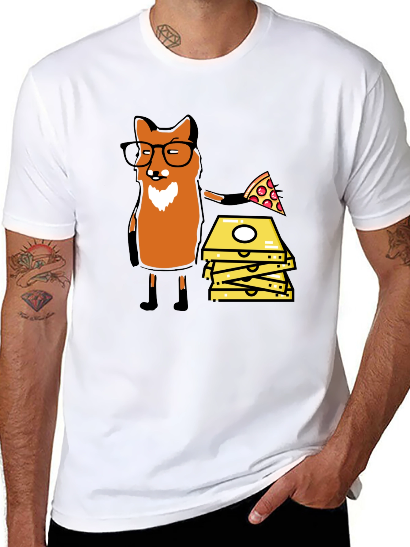 Black Fox Pizza Delivery T-Shirt - Funny Graphic Tee view 8