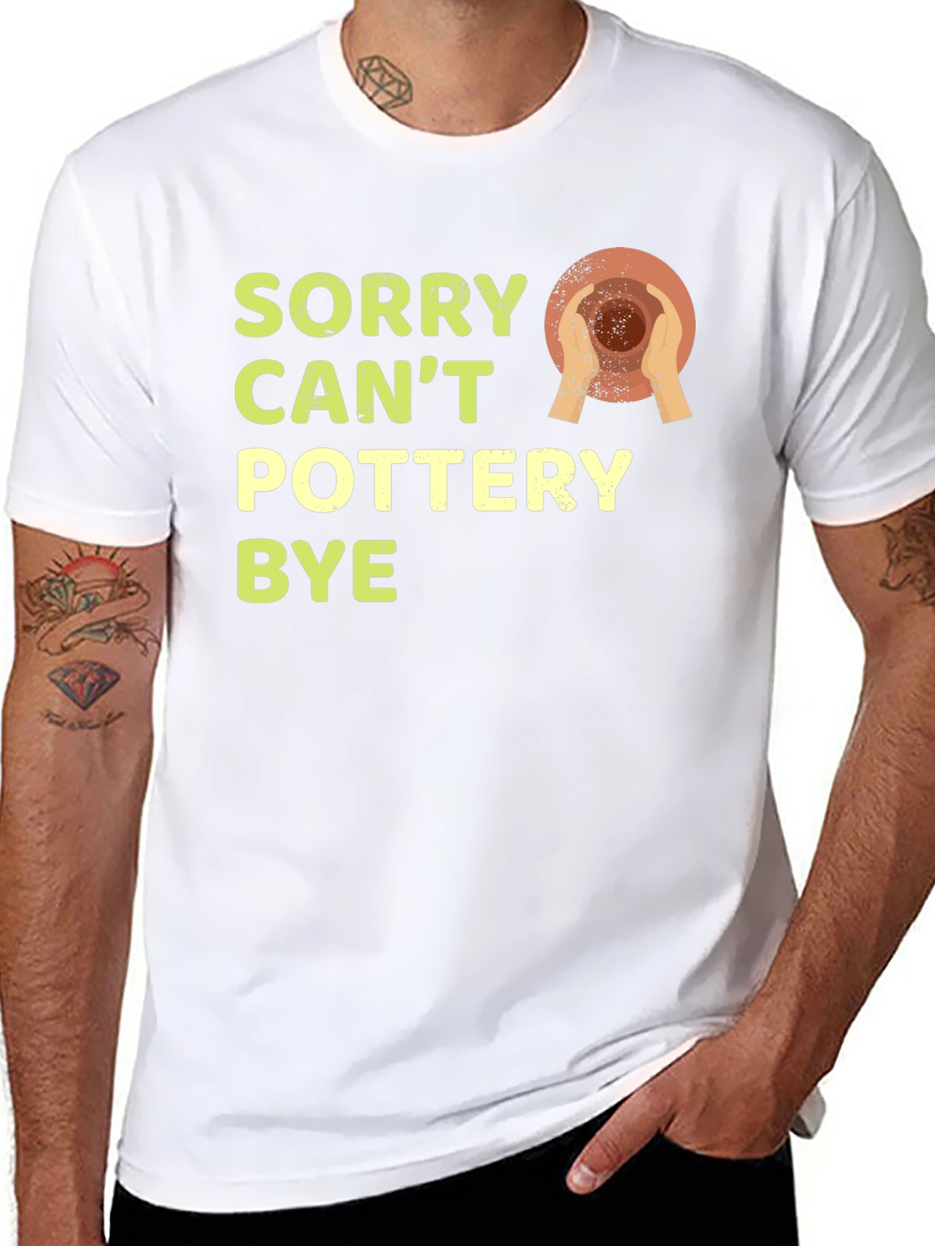 Black Sorry Can't Pottery Bye T-Shirt view 8