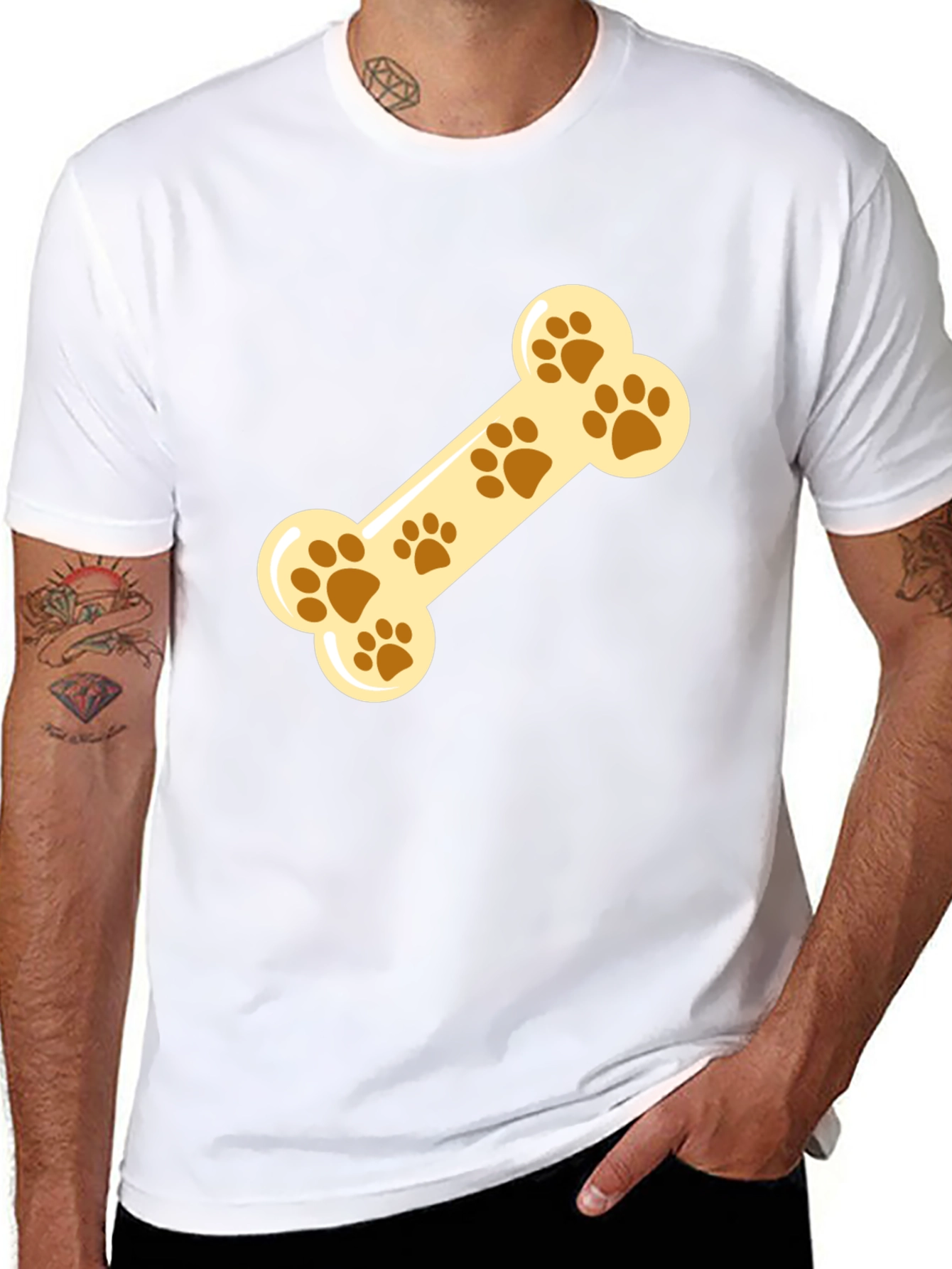 Black Paw Print Dog Bone Graphic Tee view 8