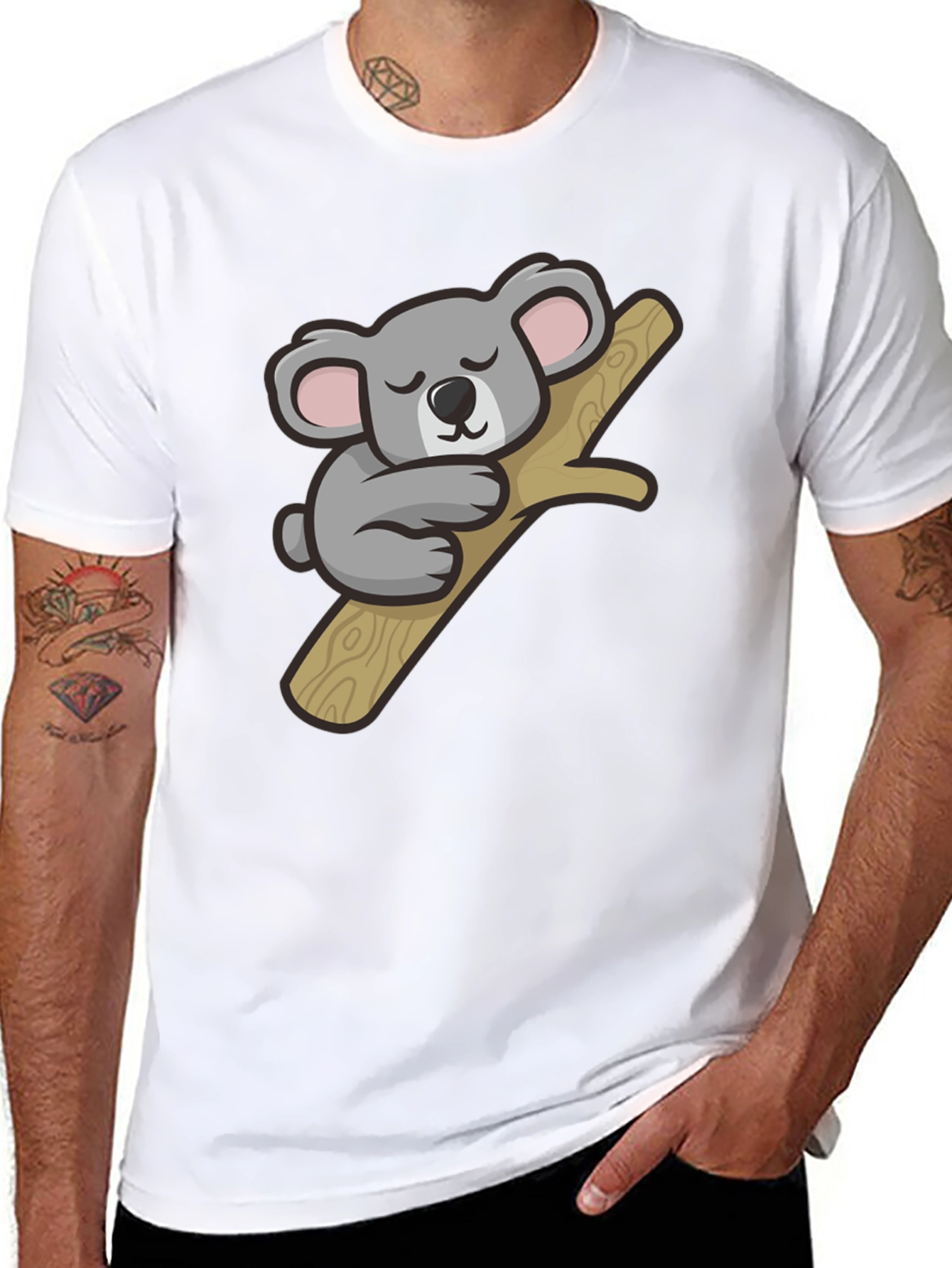 Black Cute Koala Graphic T-Shirt - Soft Cotton Tee view 8