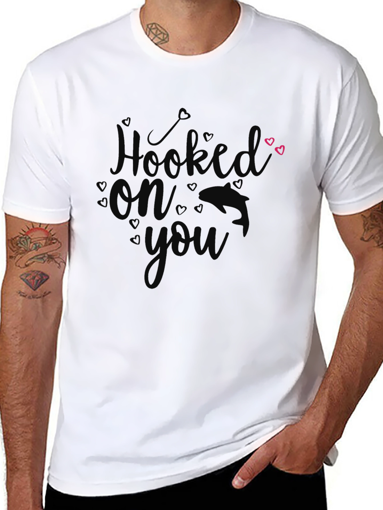 Black Hooked On You Graphic Tee - Black Cotton T-Shirt view 8