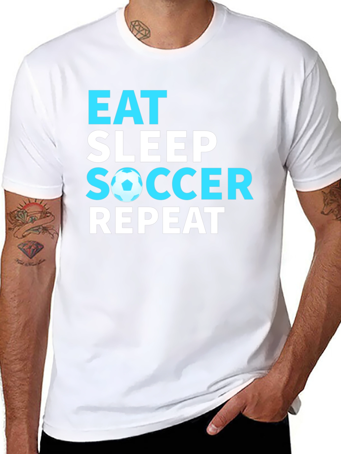 Black Eat Sleep Soccer Repeat Graphic T-Shirt view 8