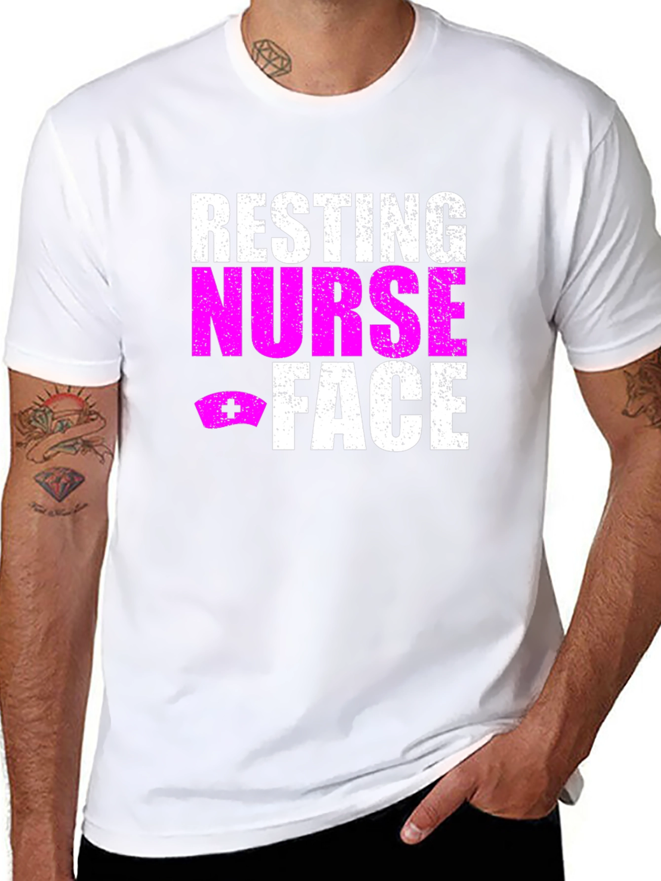 Black Resting Nurse Face Graphic T-Shirt view 8