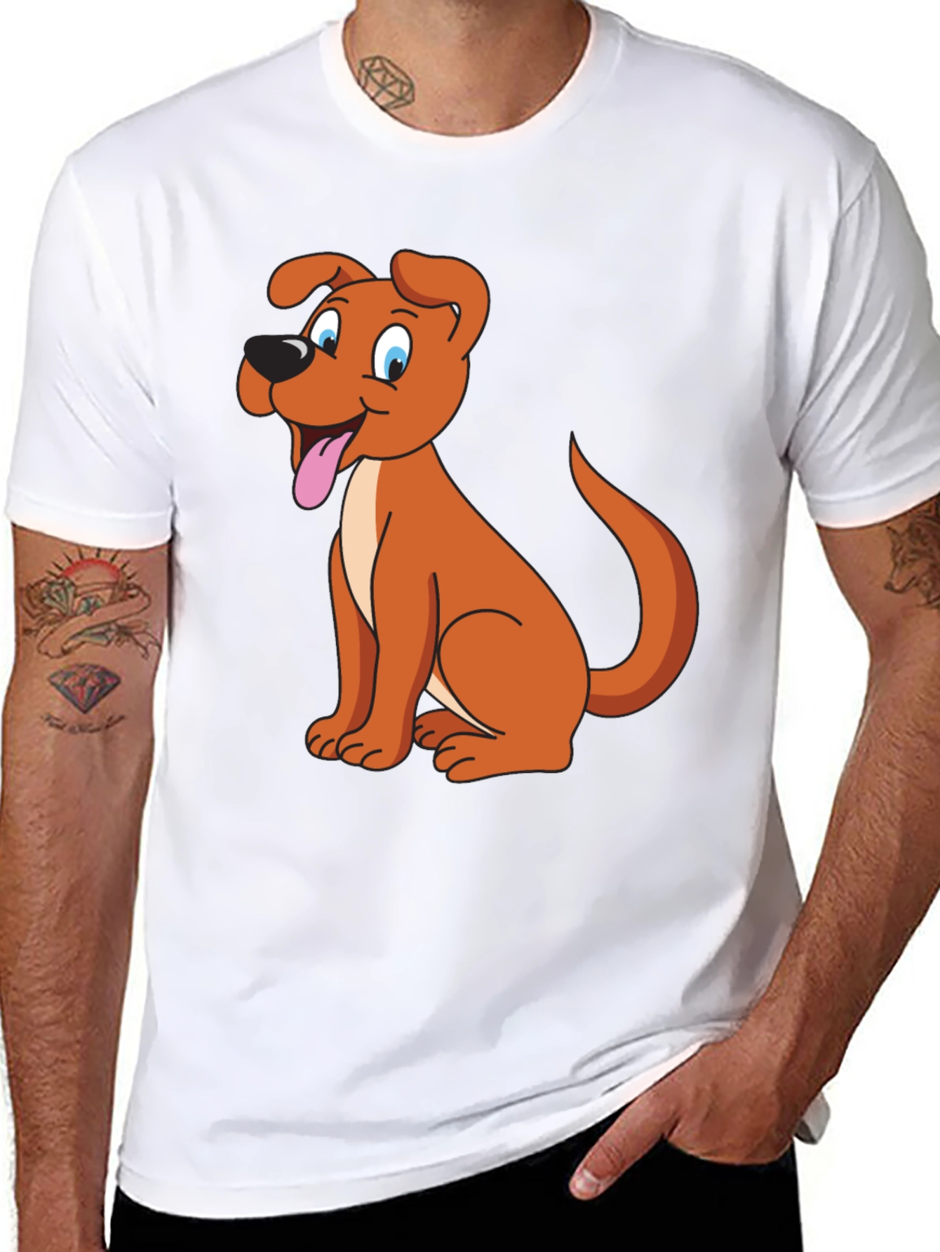 Black Cartoon Dog Graphic Tee - Black view 8