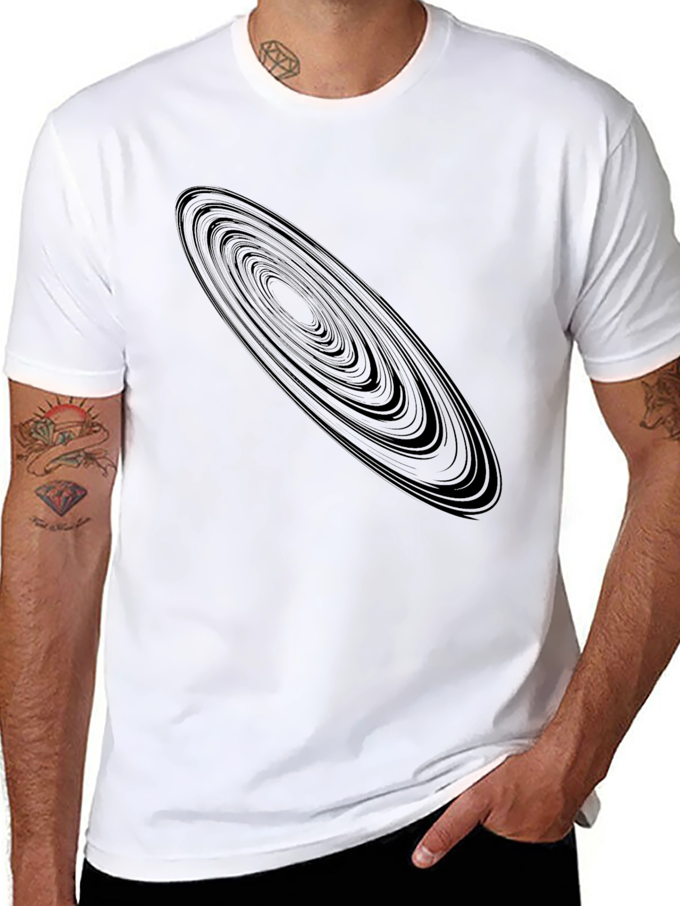 Black Saturn Rings Graphic Tee - Unique Space Design view 8