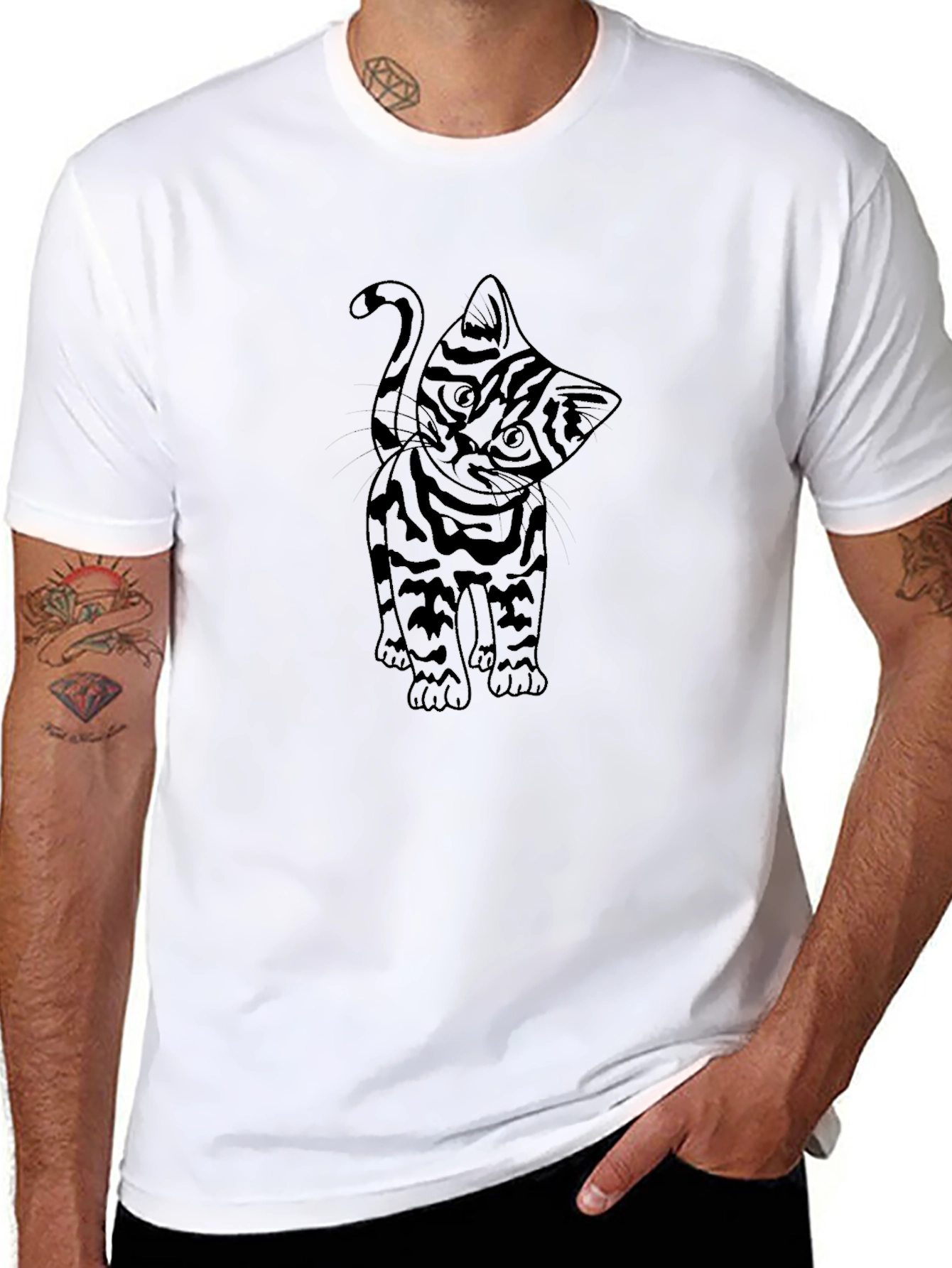 Black Cool Cat Tee - Black Cotton T-Shirt view 8