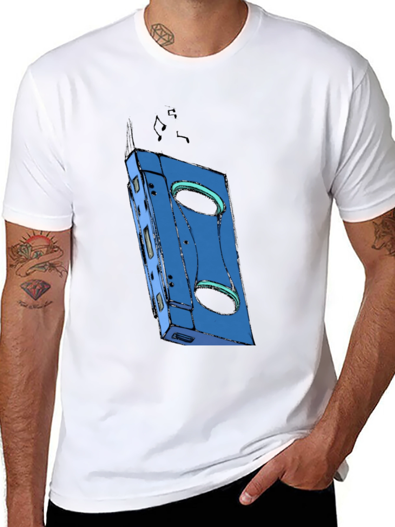 Black Retro Cassette Tape Graphic T-Shirt - Music Lover Tee view 8