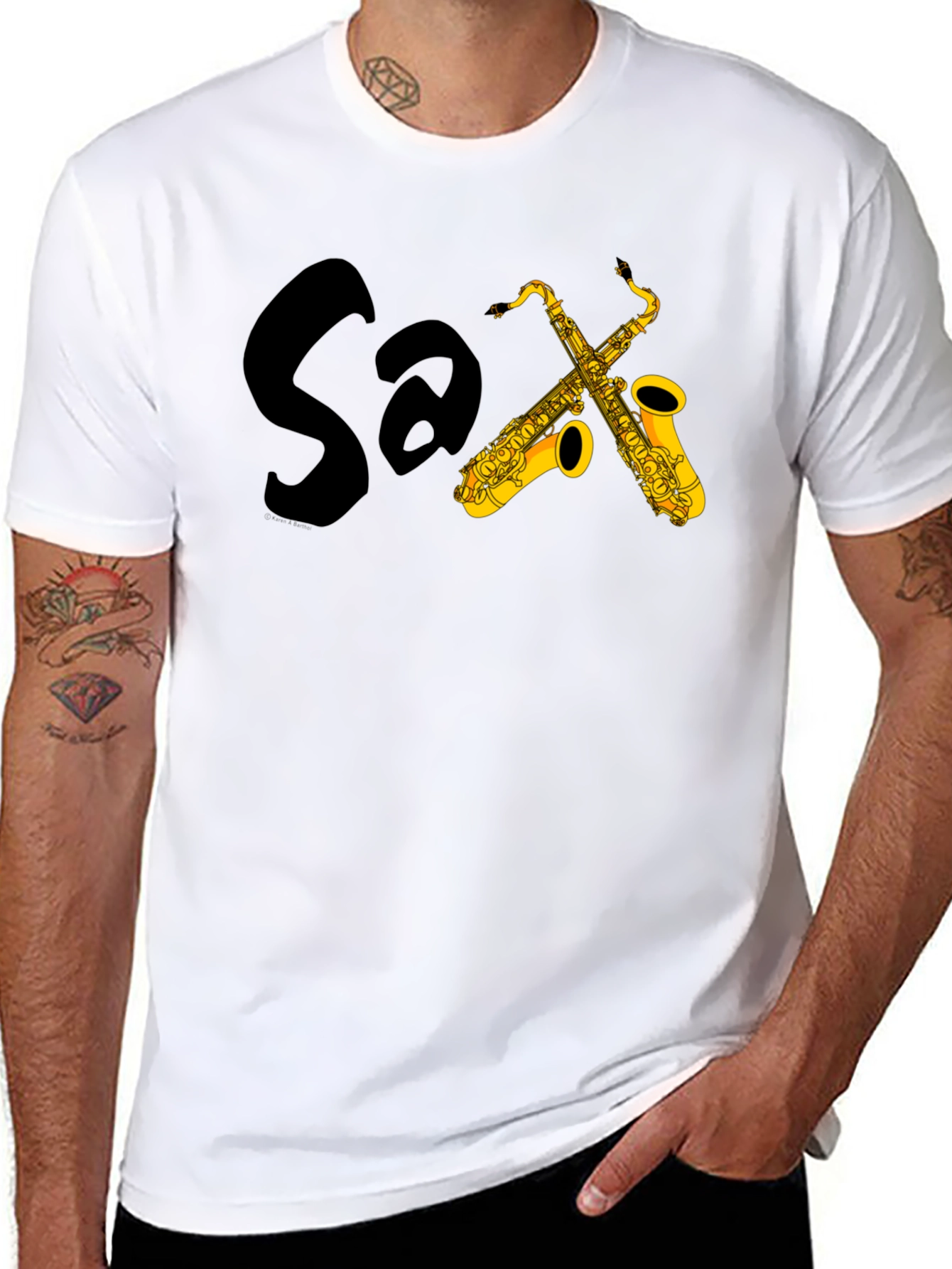 Black Saxophone T-Shirt - Cool Musician Tee view 8