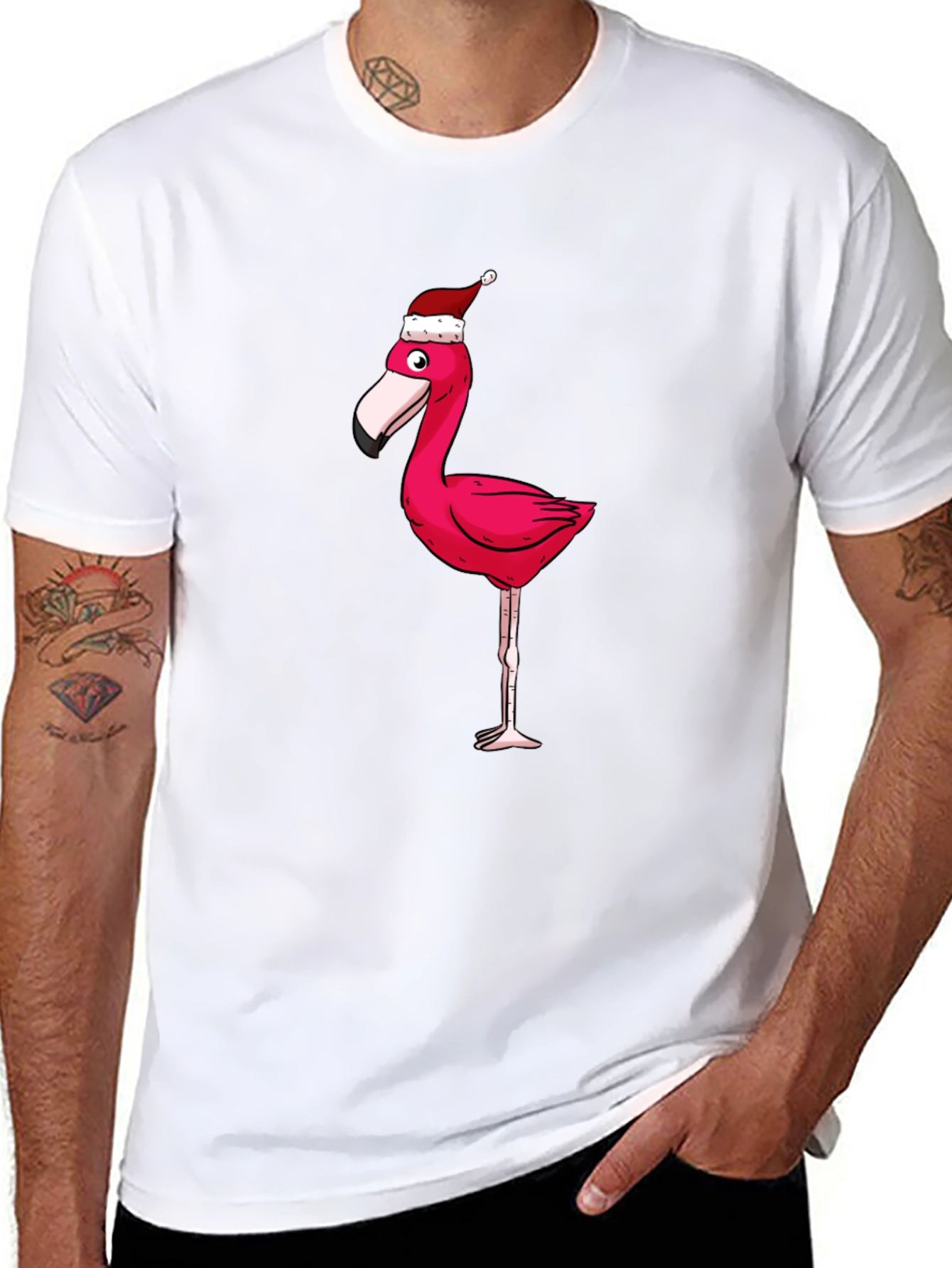 Black Festive Flamingo Graphic Tee view 8