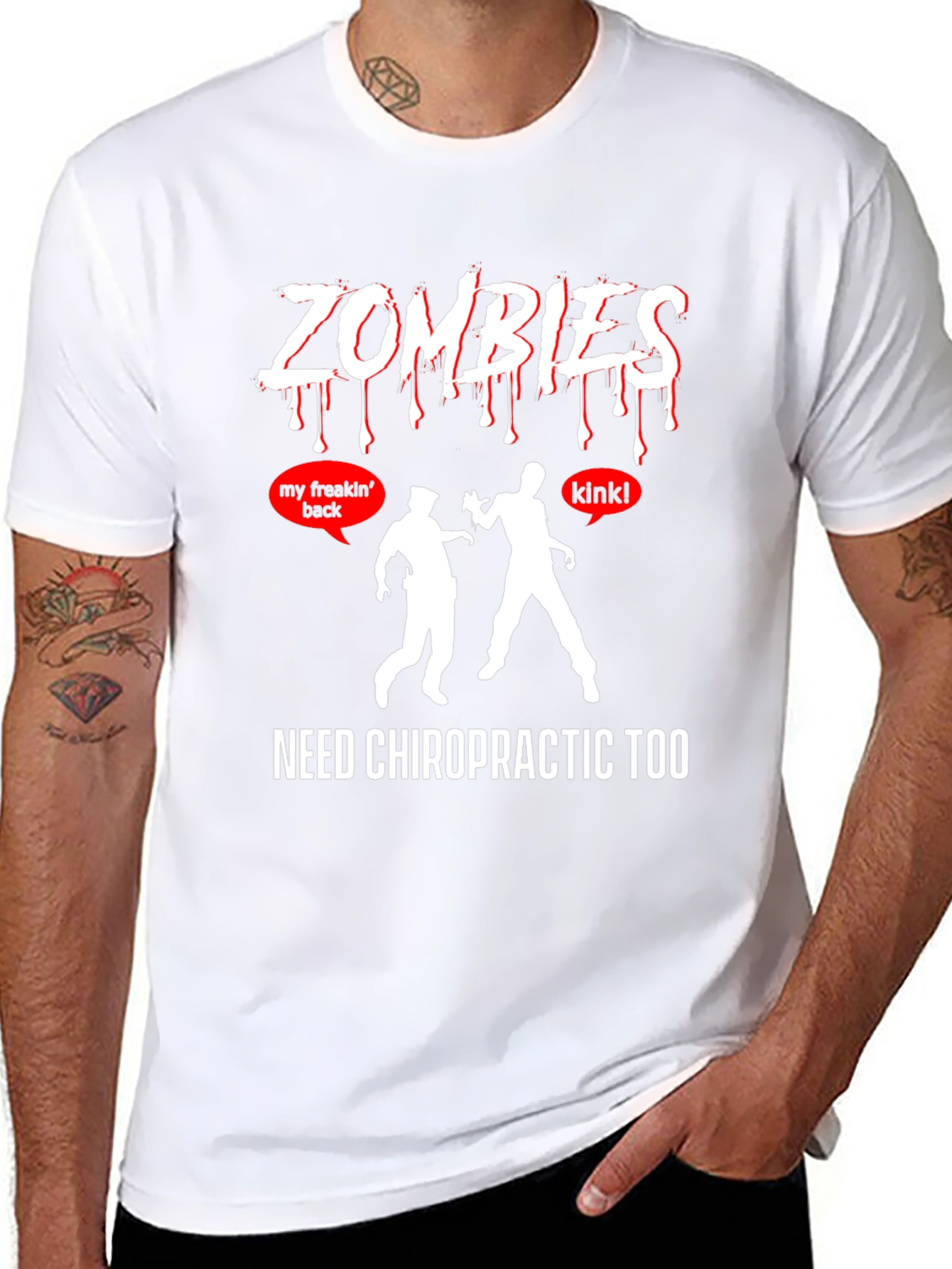 Black Zombies Need Chiropractic T-Shirt view 8