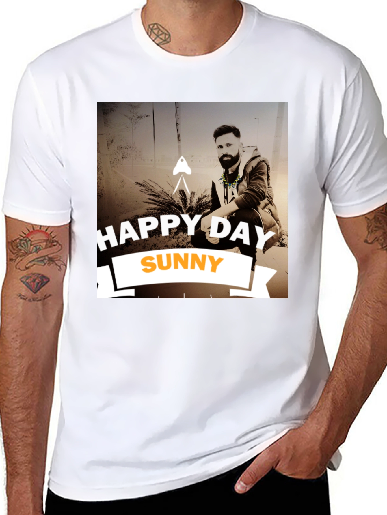 Black Happy Day Sunny Black Graphic T-Shirt view 8