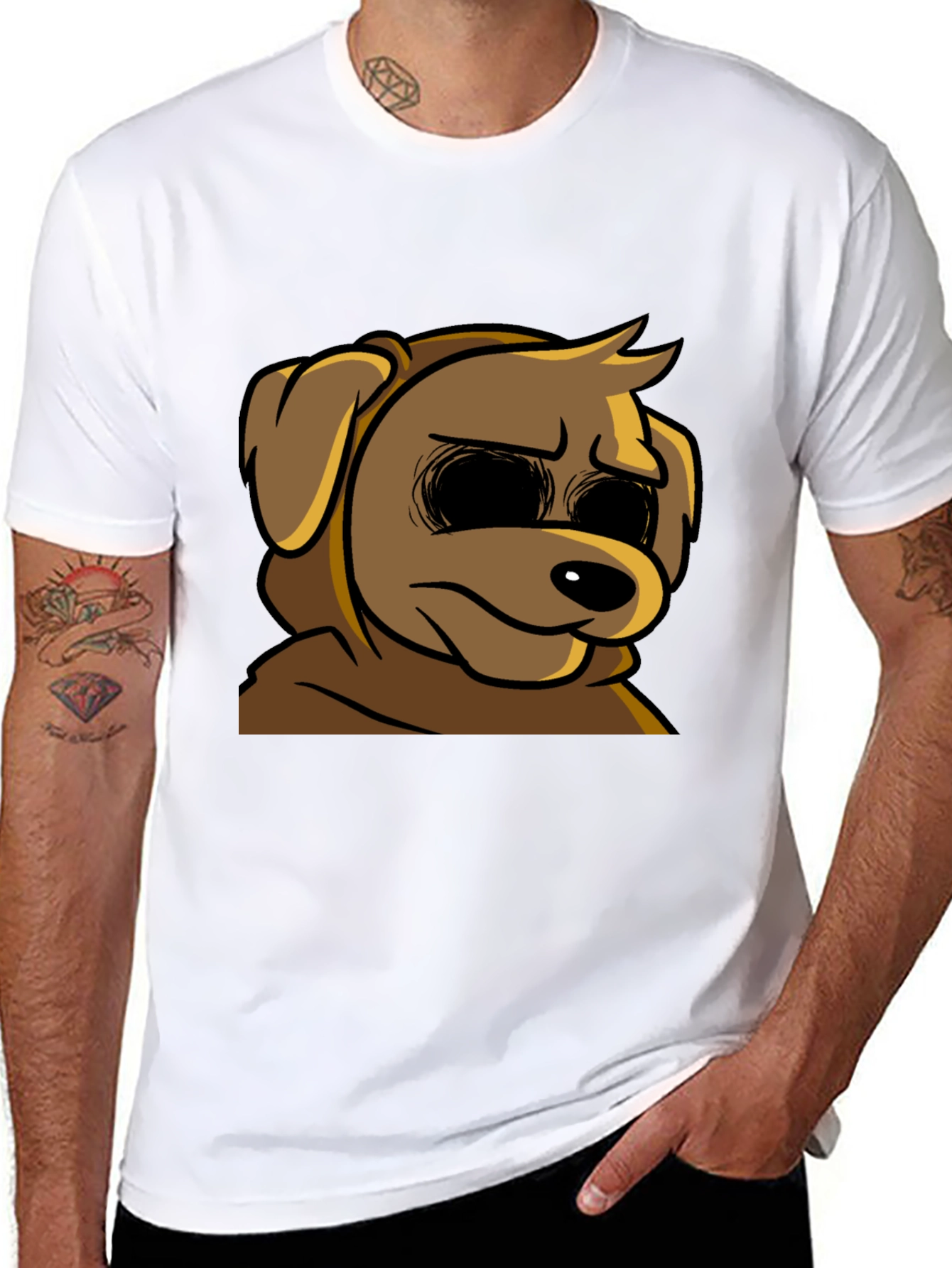 Black Cartoon Dog Graphic T-Shirt - Soft Black Tee view 8