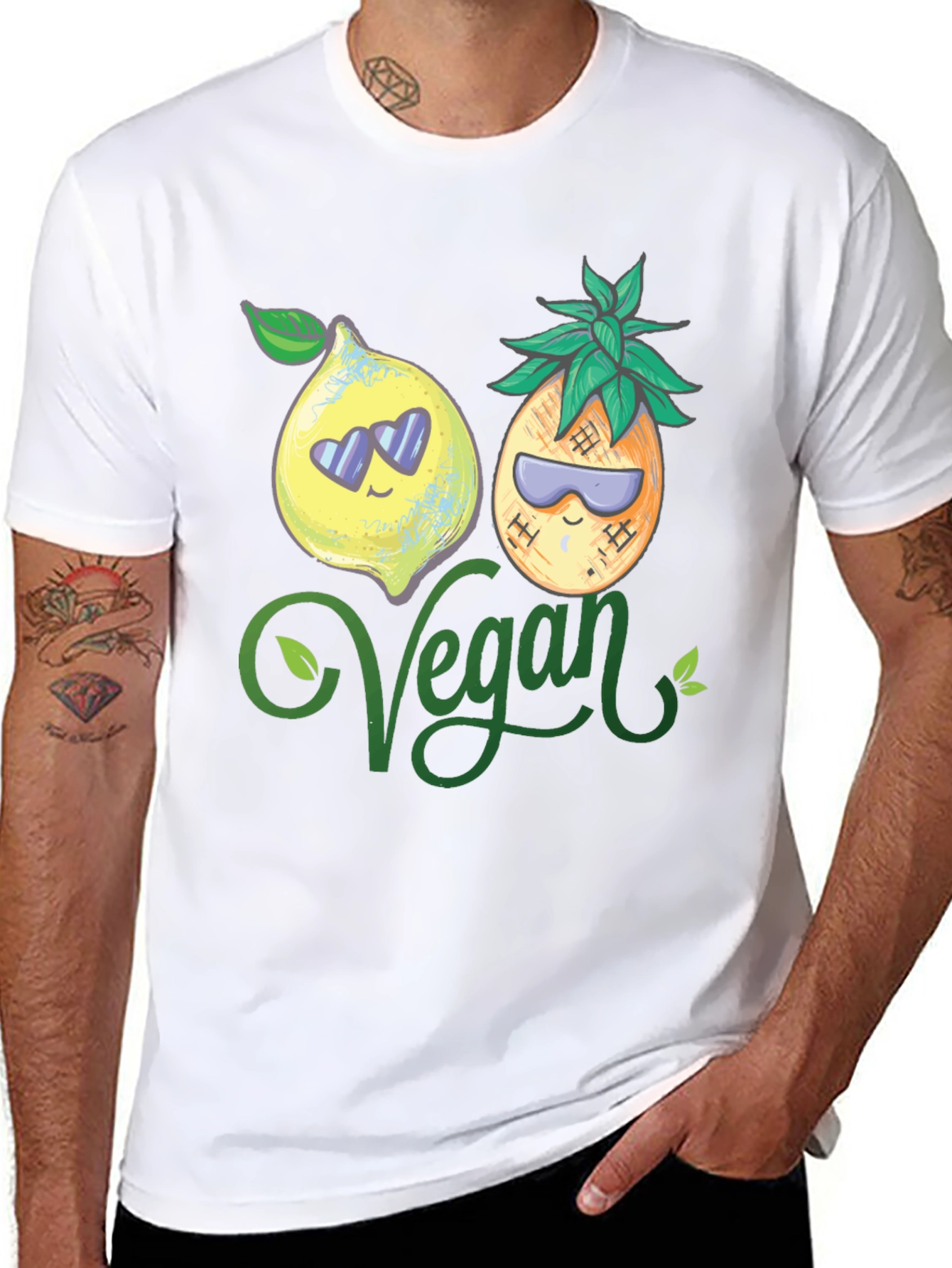 Black Vegan Lemon Pineapple Graphic Tee view 8