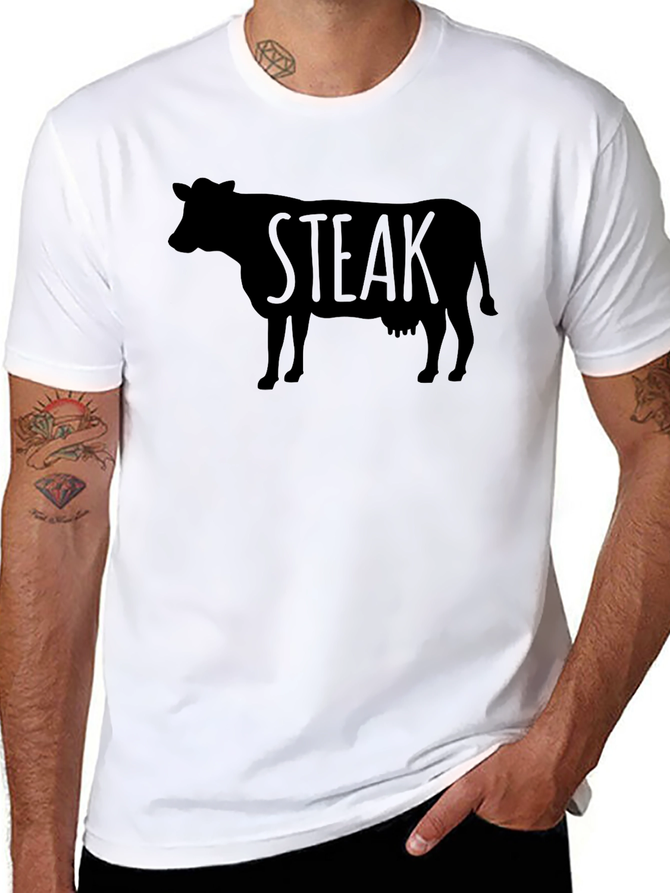 Black Steak Cow Graphic Tee - Black view 8