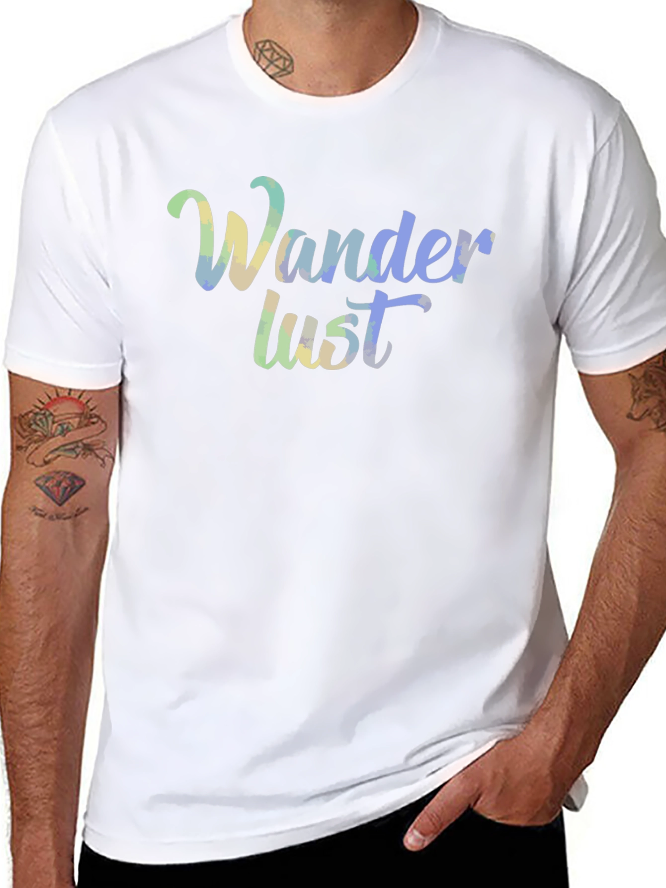 Black Wanderlust Graphic Print Black T-Shirt view 8