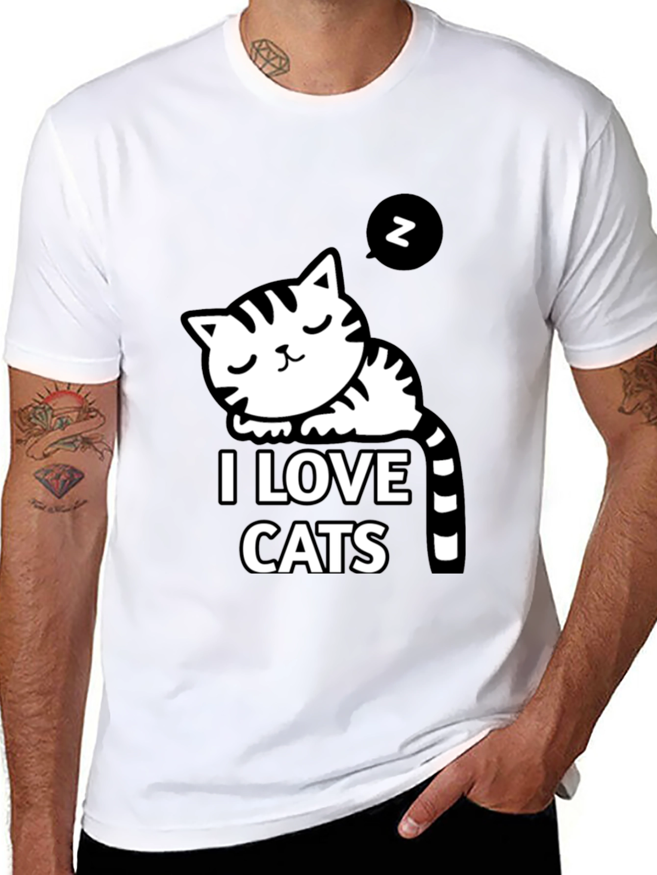 Black I Love Cats Black Graphic T-Shirt view 8