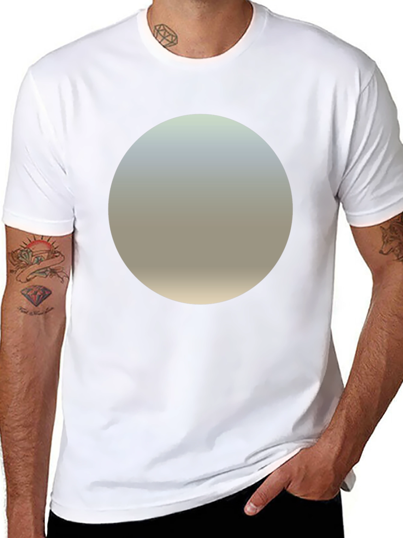 Black Minimalist Black T-Shirt with Gradient Circle Design view 8