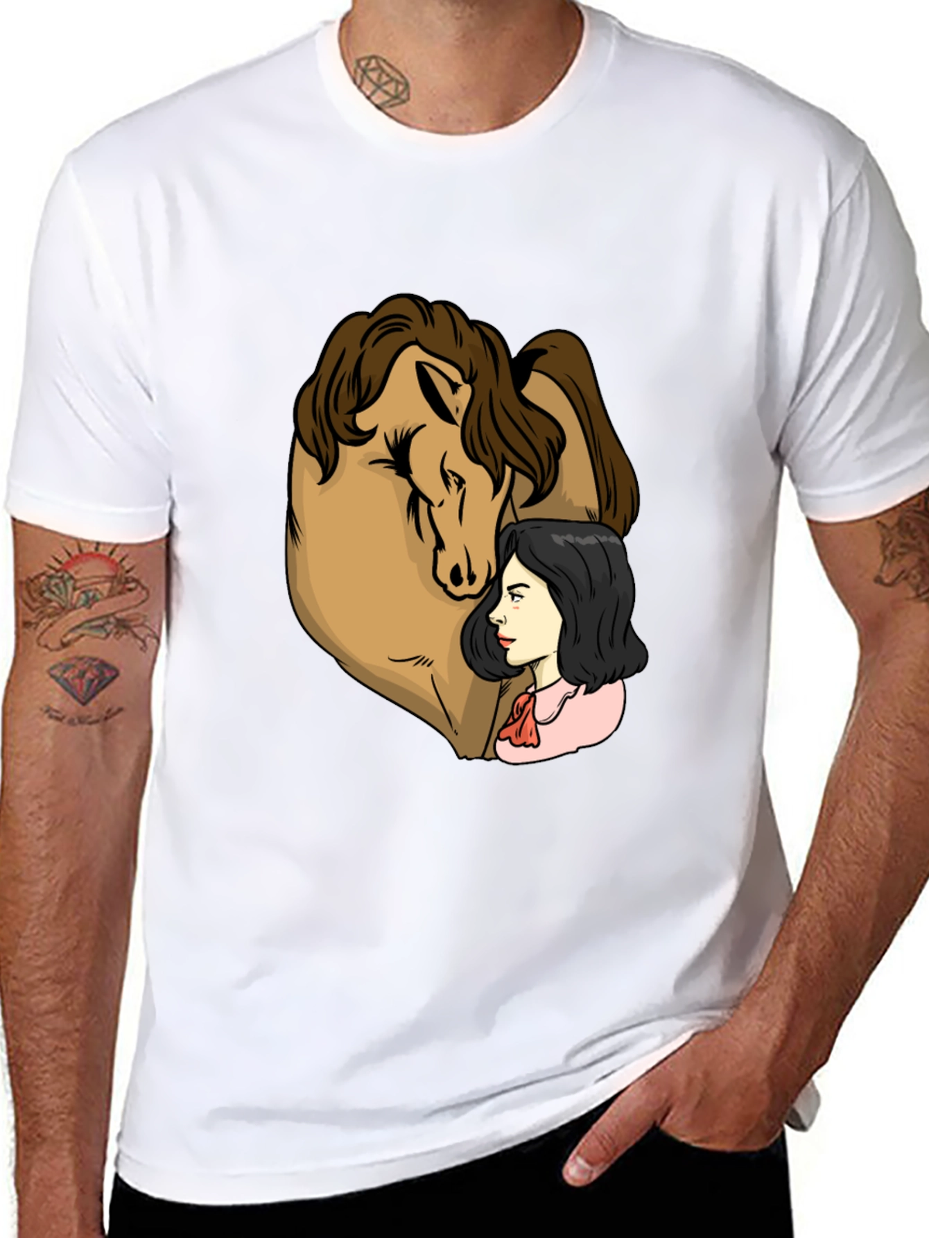 Black Horse & Woman Graphic Black T-Shirt view 8