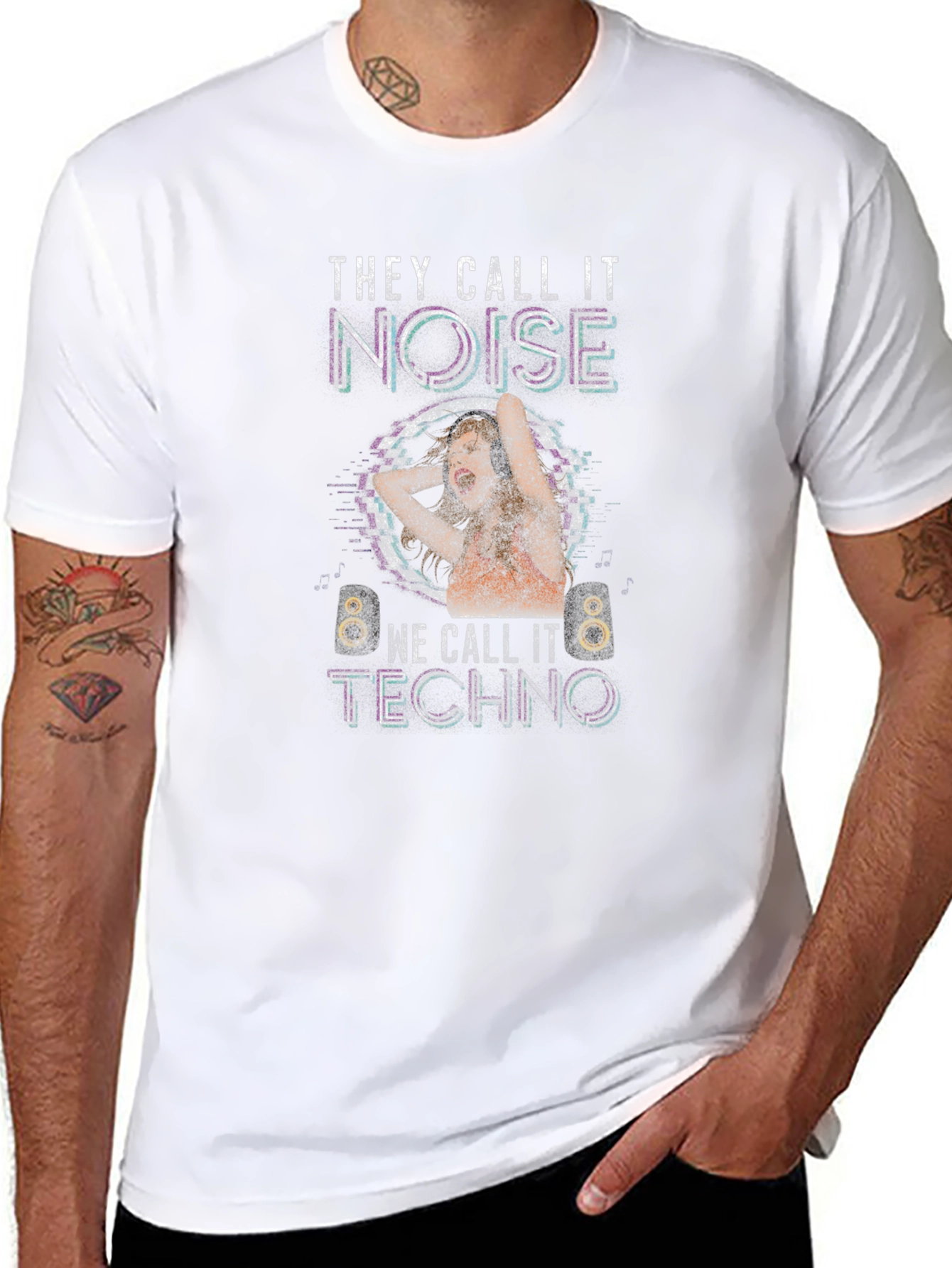 Black Techno Noise T-Shirt - Music Lover Tee view 8