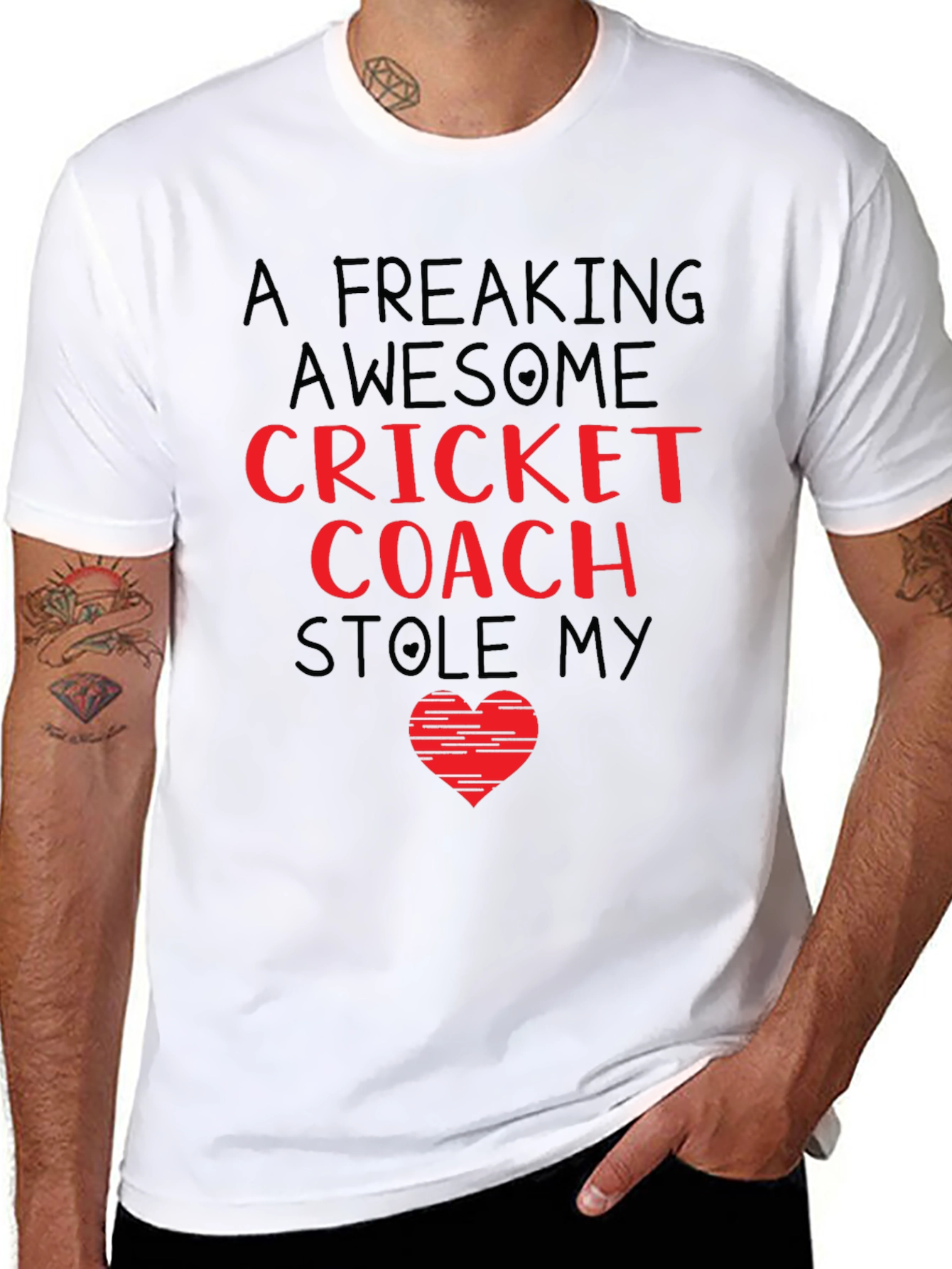 Black Awesome Cricket Coach Graphic Tee view 8