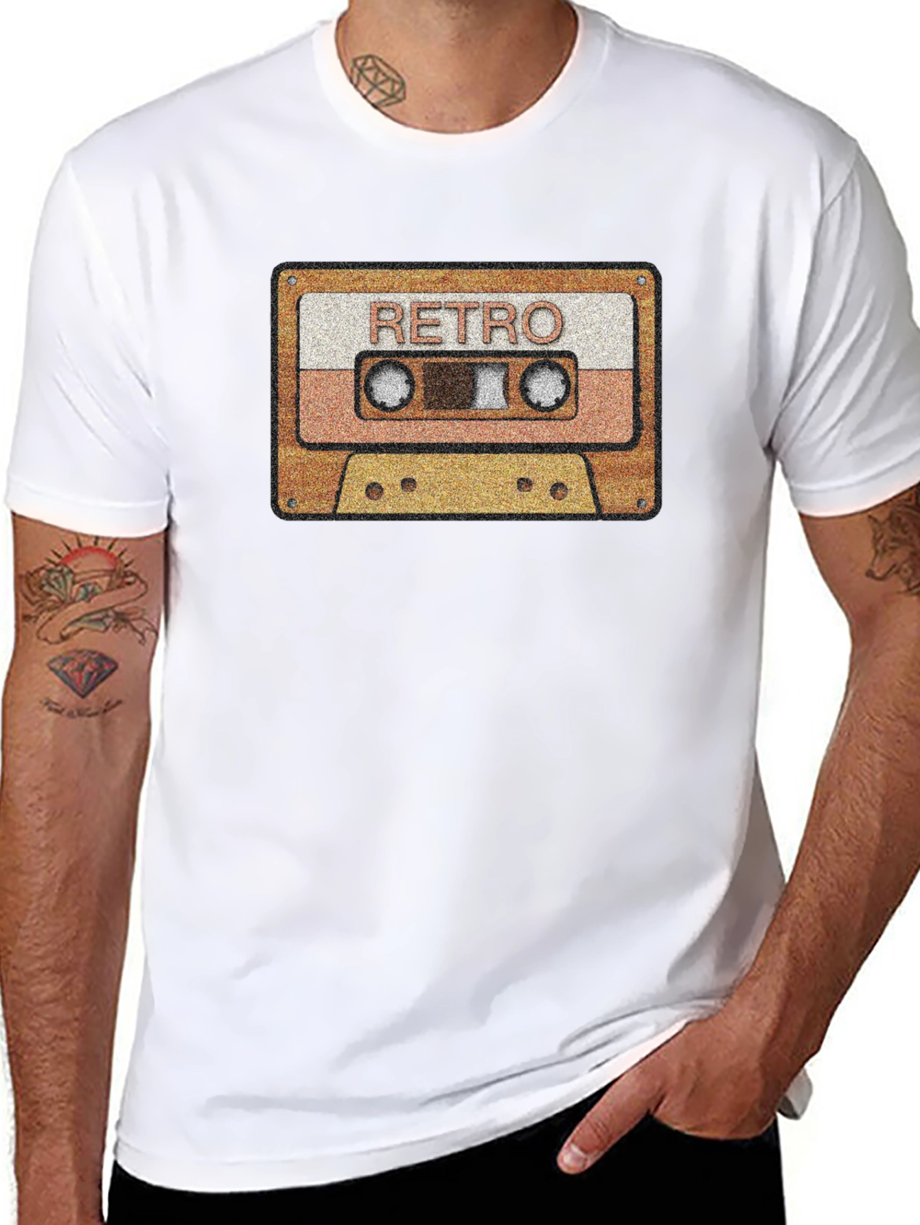 Black Retro Cassette Tape Graphic T-Shirt - Vintage Style Tee view 8
