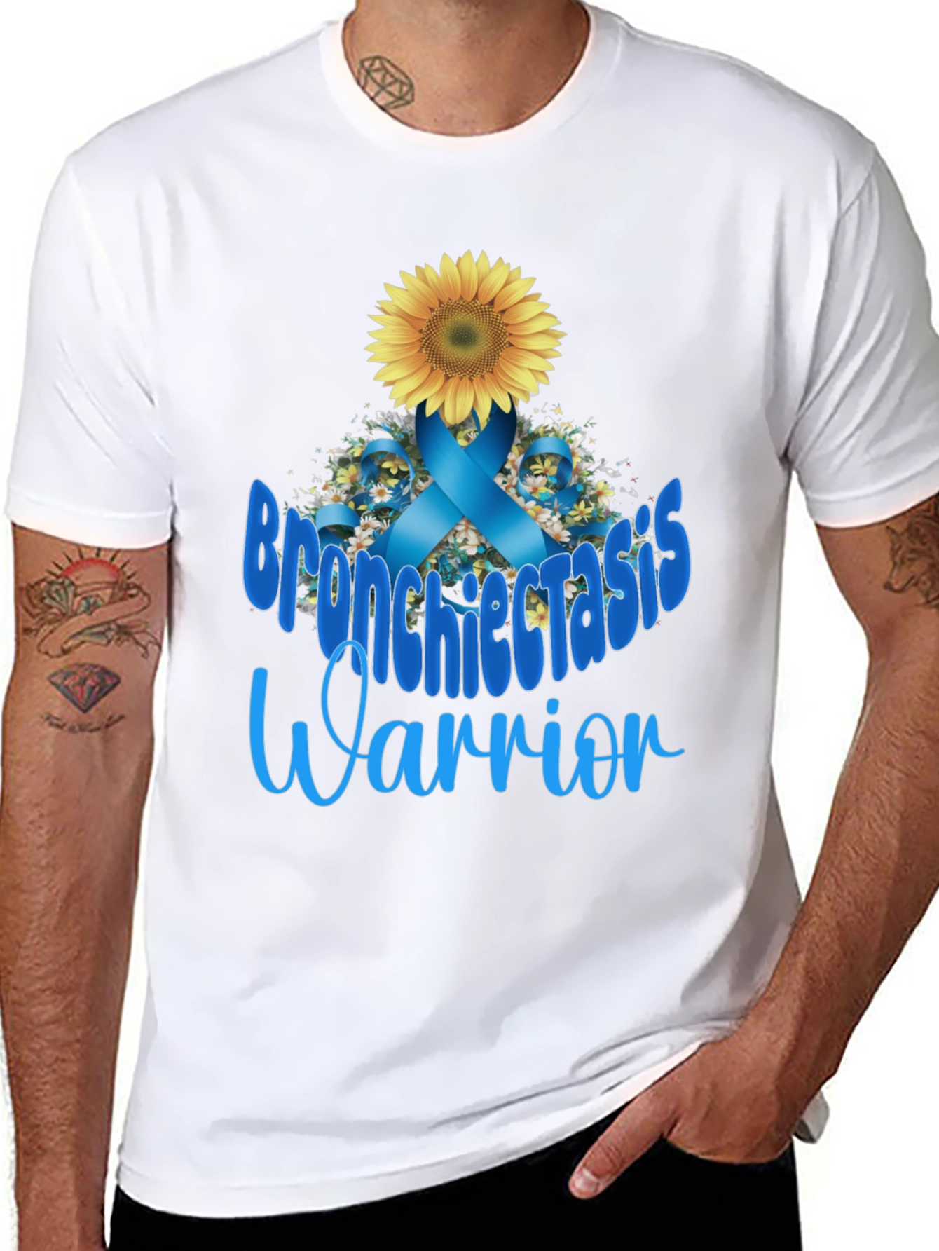 Black Bronchiectasis Warrior T-Shirt: Sunflower Ribbon Tee view 8